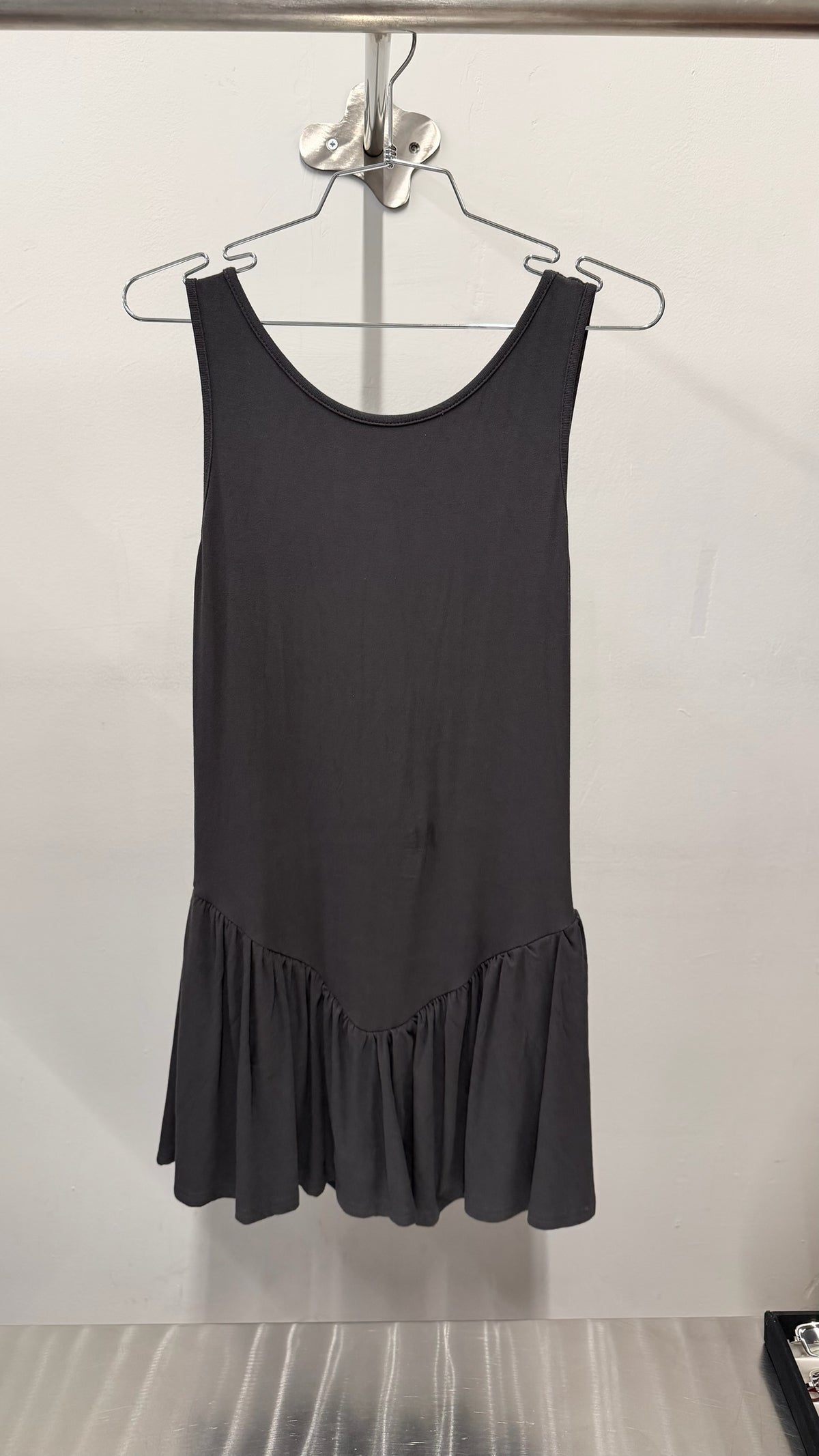 Cherry AKA Grey Drop-Waist Mini Romper