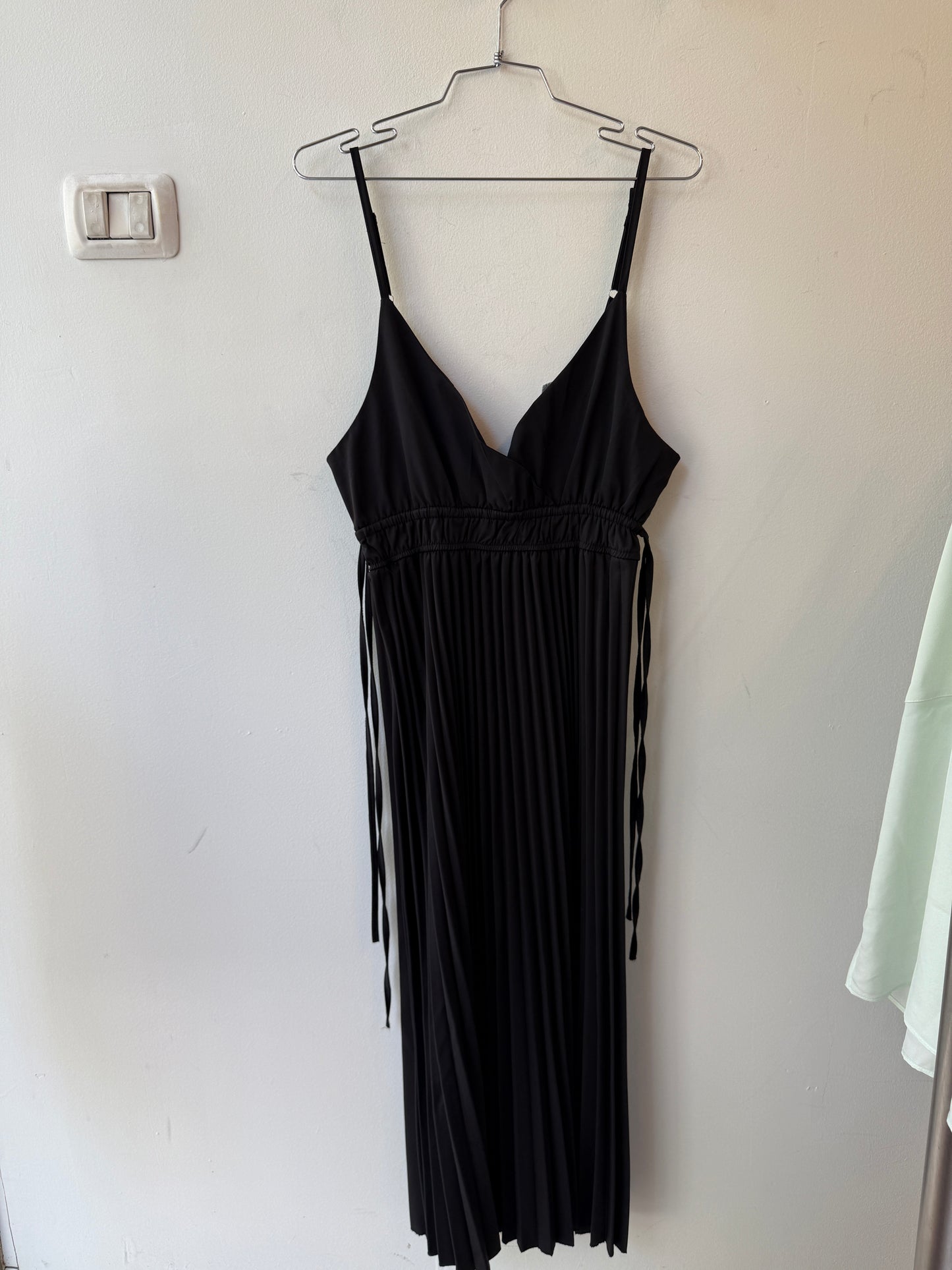 Black Pleated Slip Dress