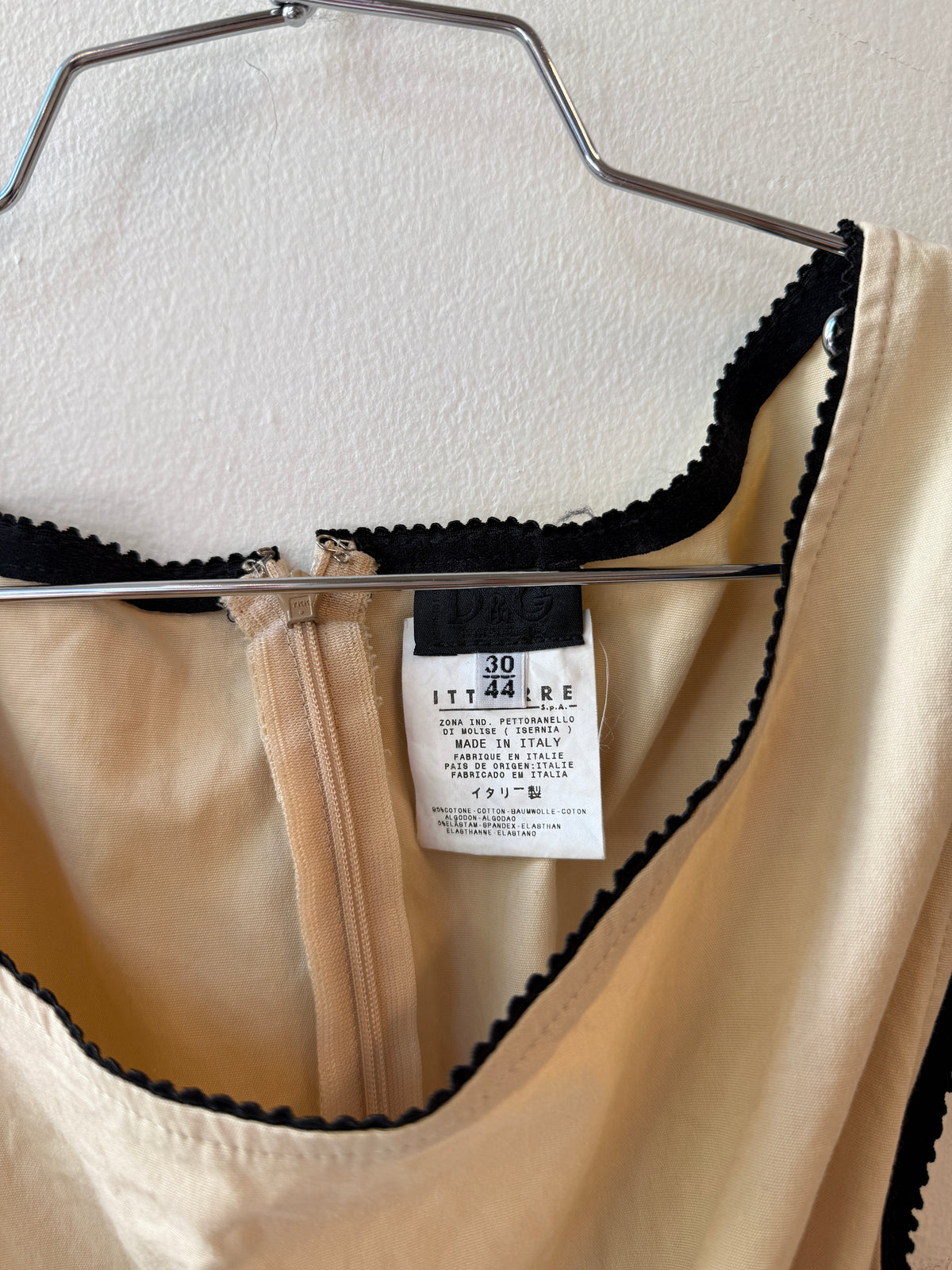 D&G Dolce & Gabbana Cream Belted Midi Dress 2000s