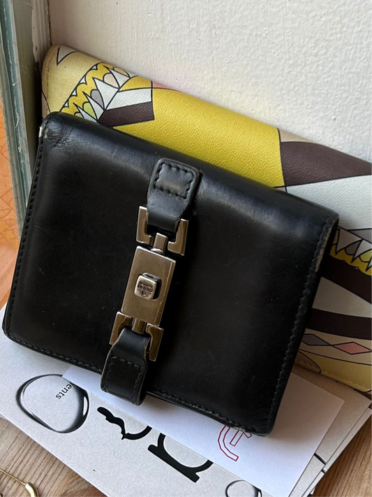 GUCCI Jackie black leather bifold wallet