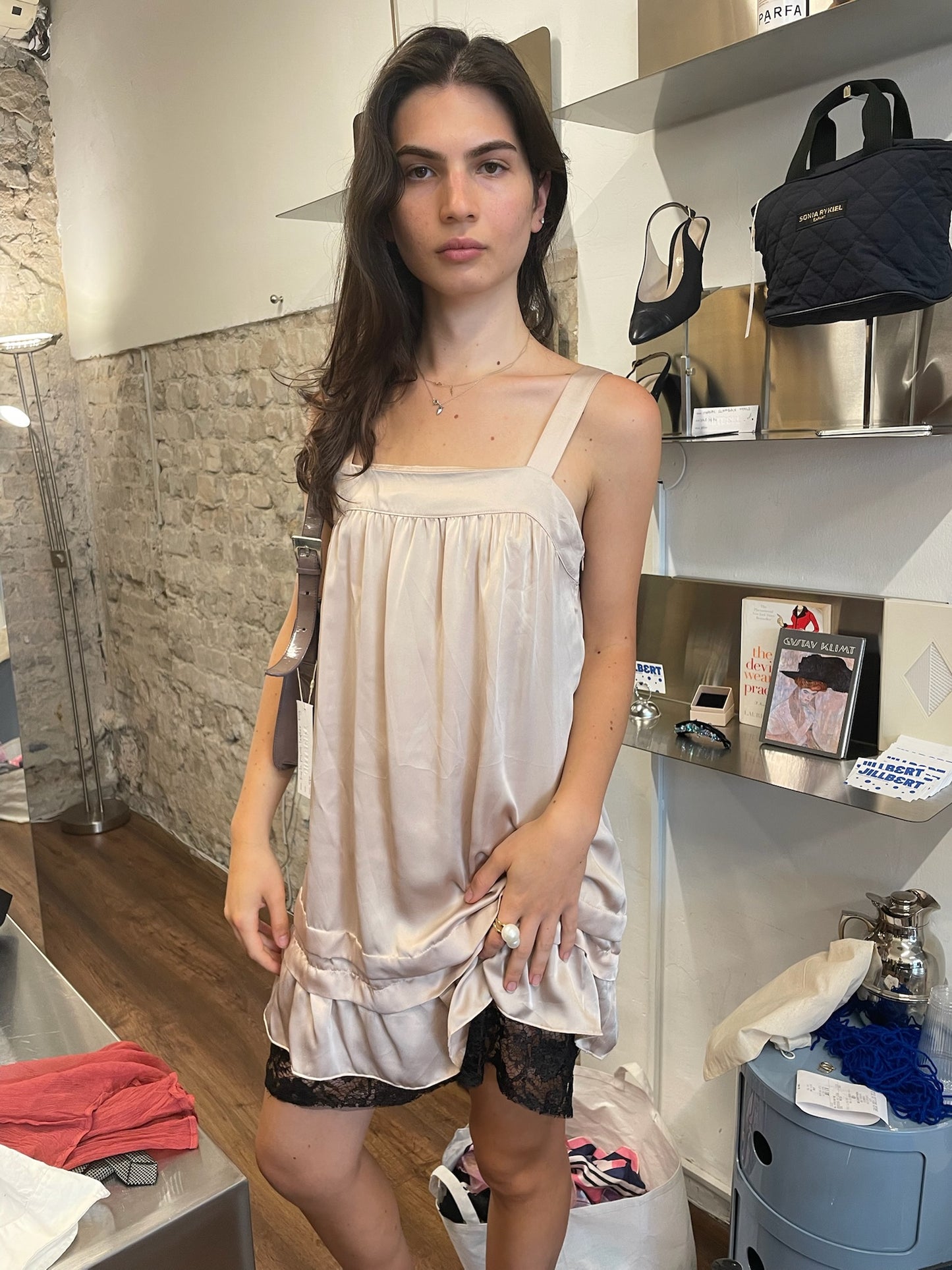Sisley 2012 Satin & Lace Mini Dress