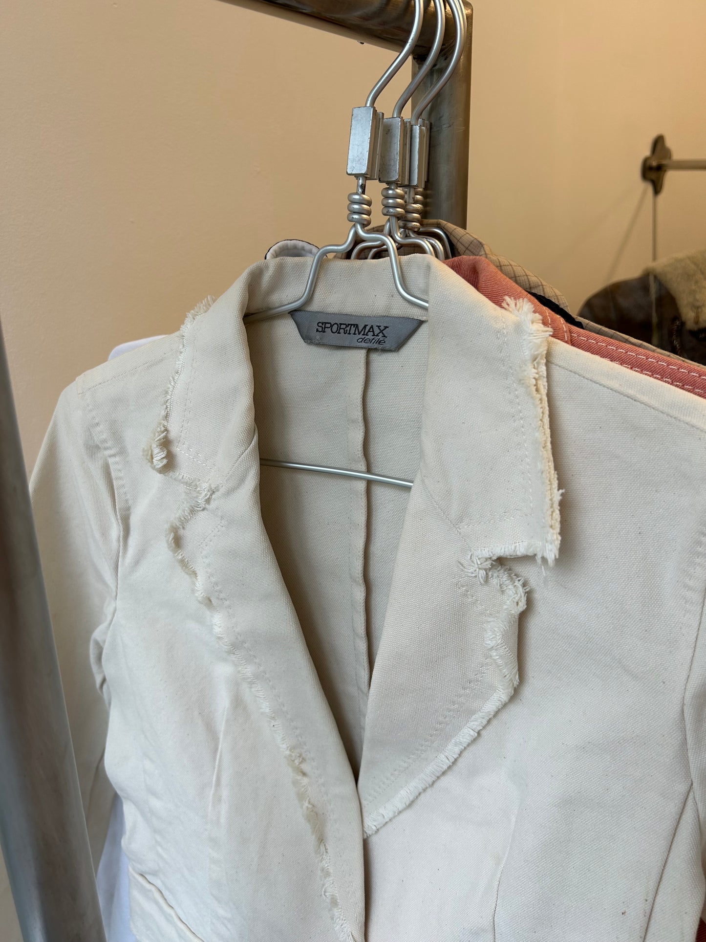 SPORTMAX cream frayed jacket