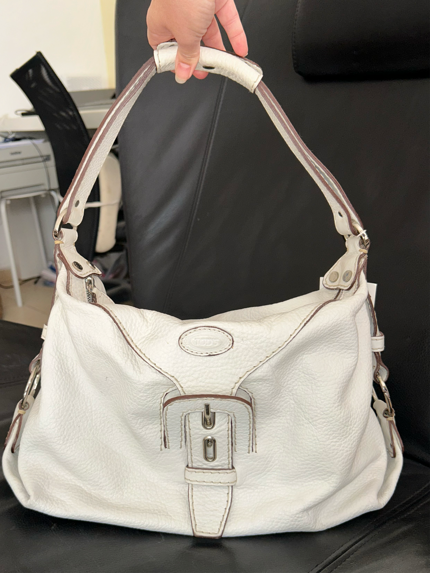 TOD’s ivory leather belt shoulder bag