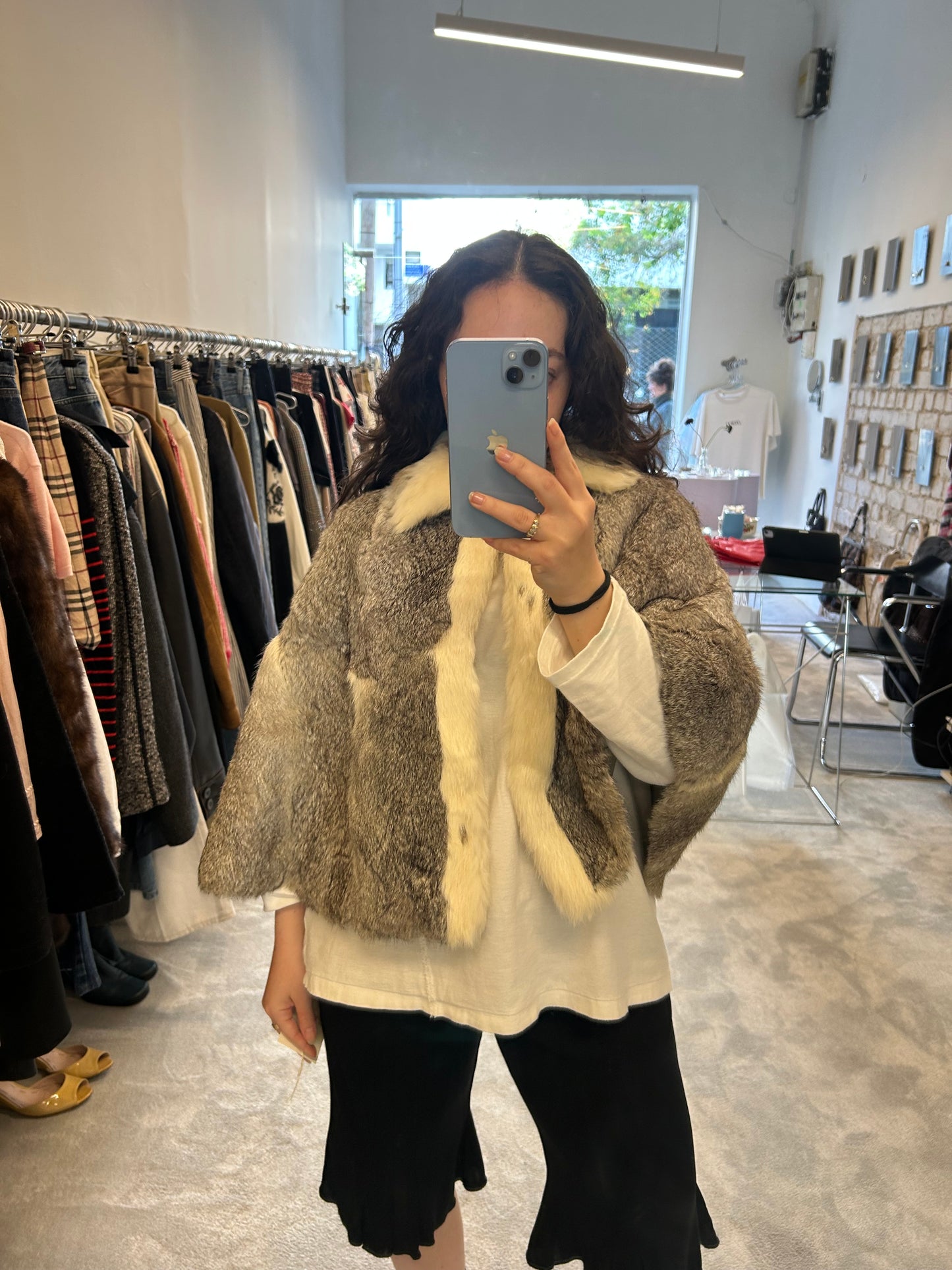 rabbit fur cape