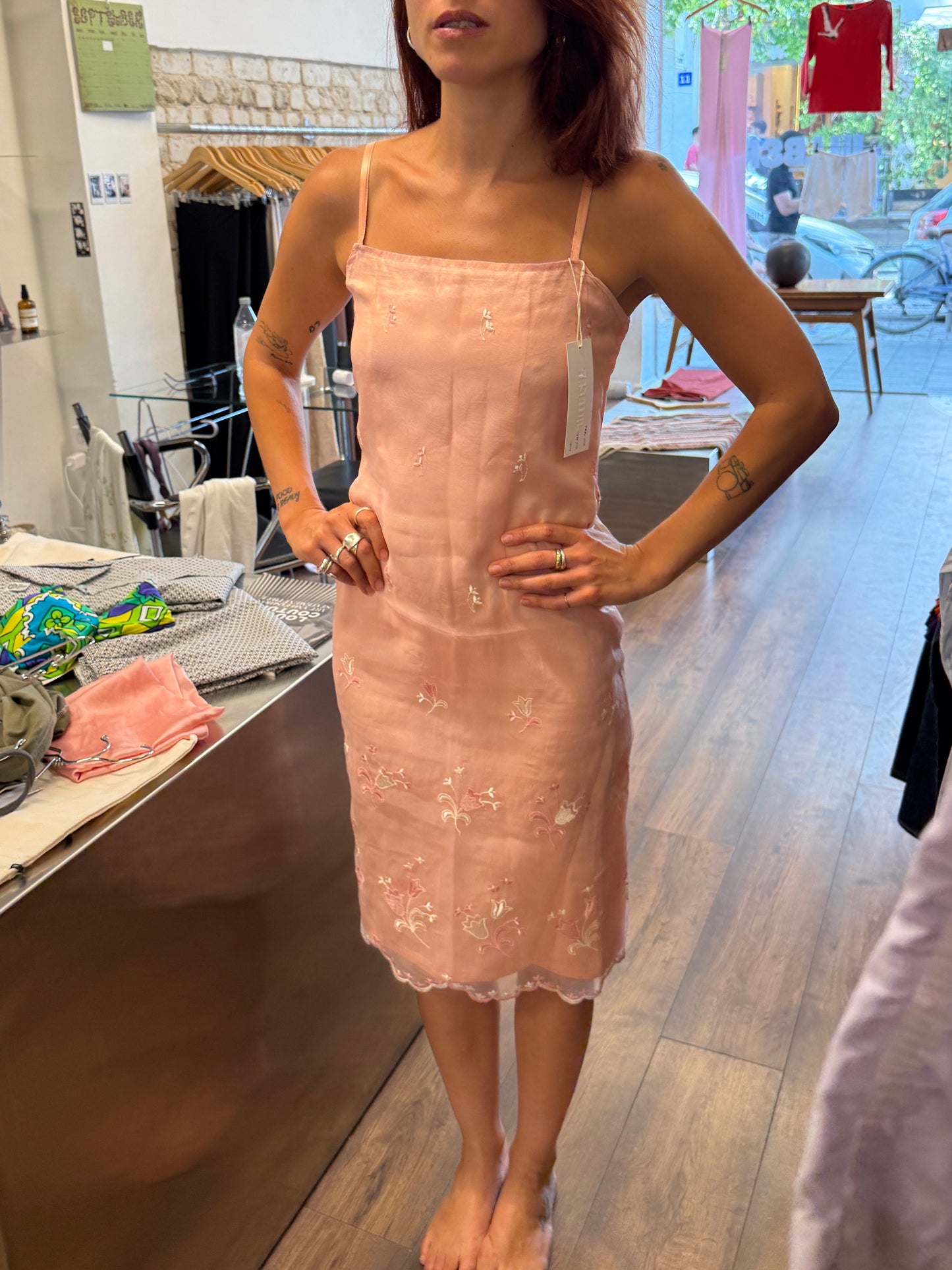 Vintage Embroidered Sheer Slip Dress