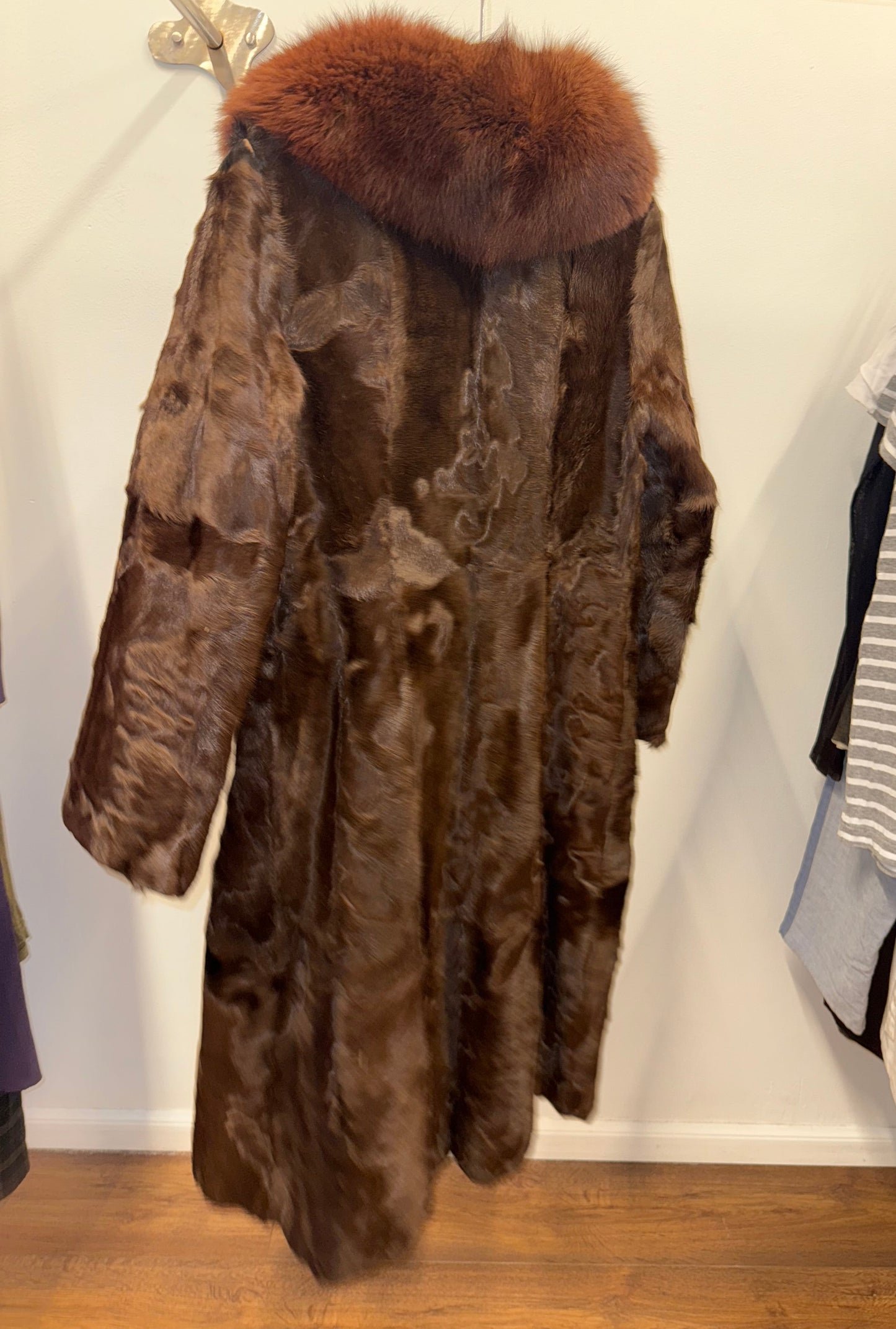 Vintage Fur Coat Red Fox Collar