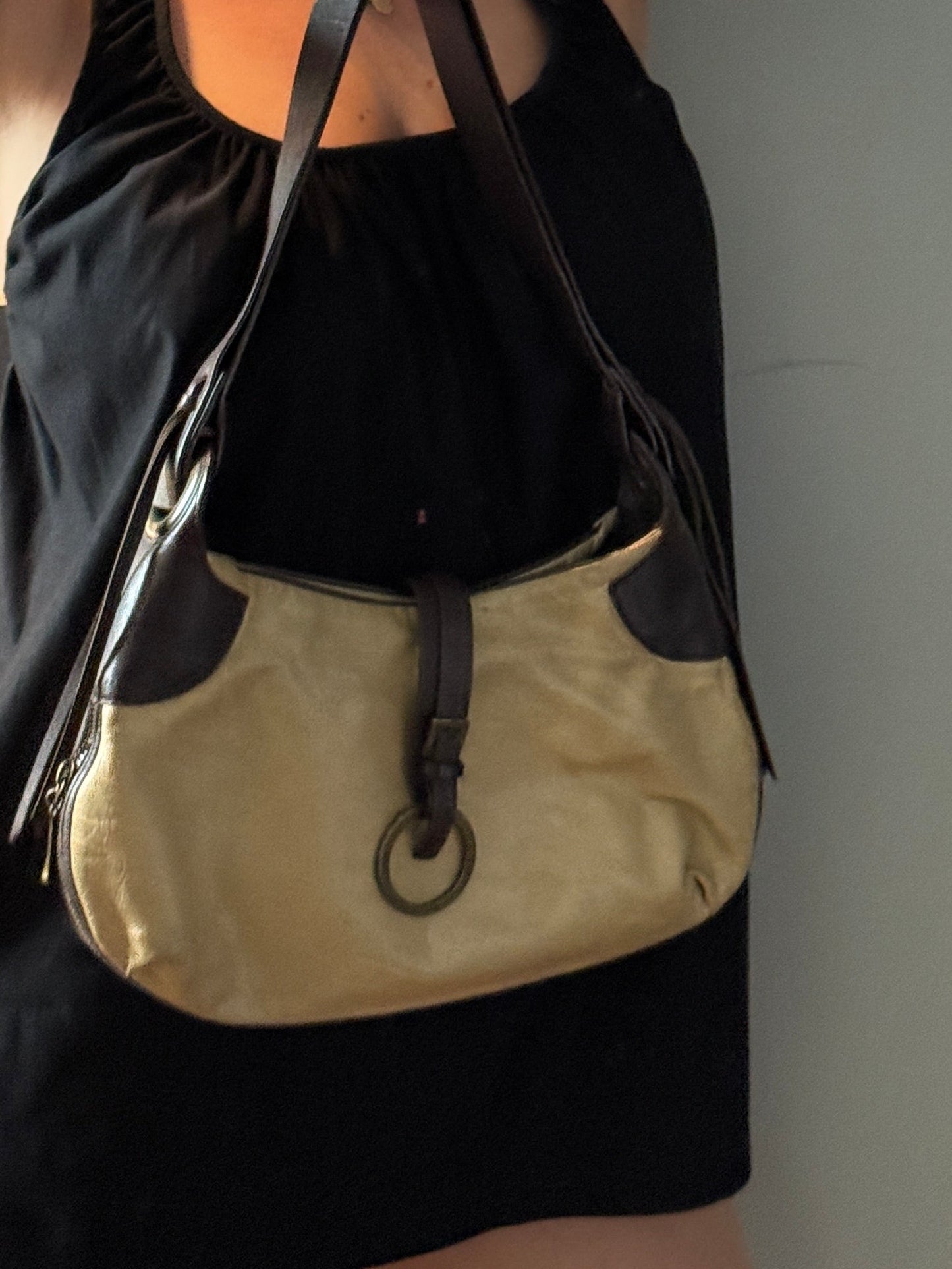 Vintage Gianni Chiarini Metallic Leather Expandable Shoulder Bag