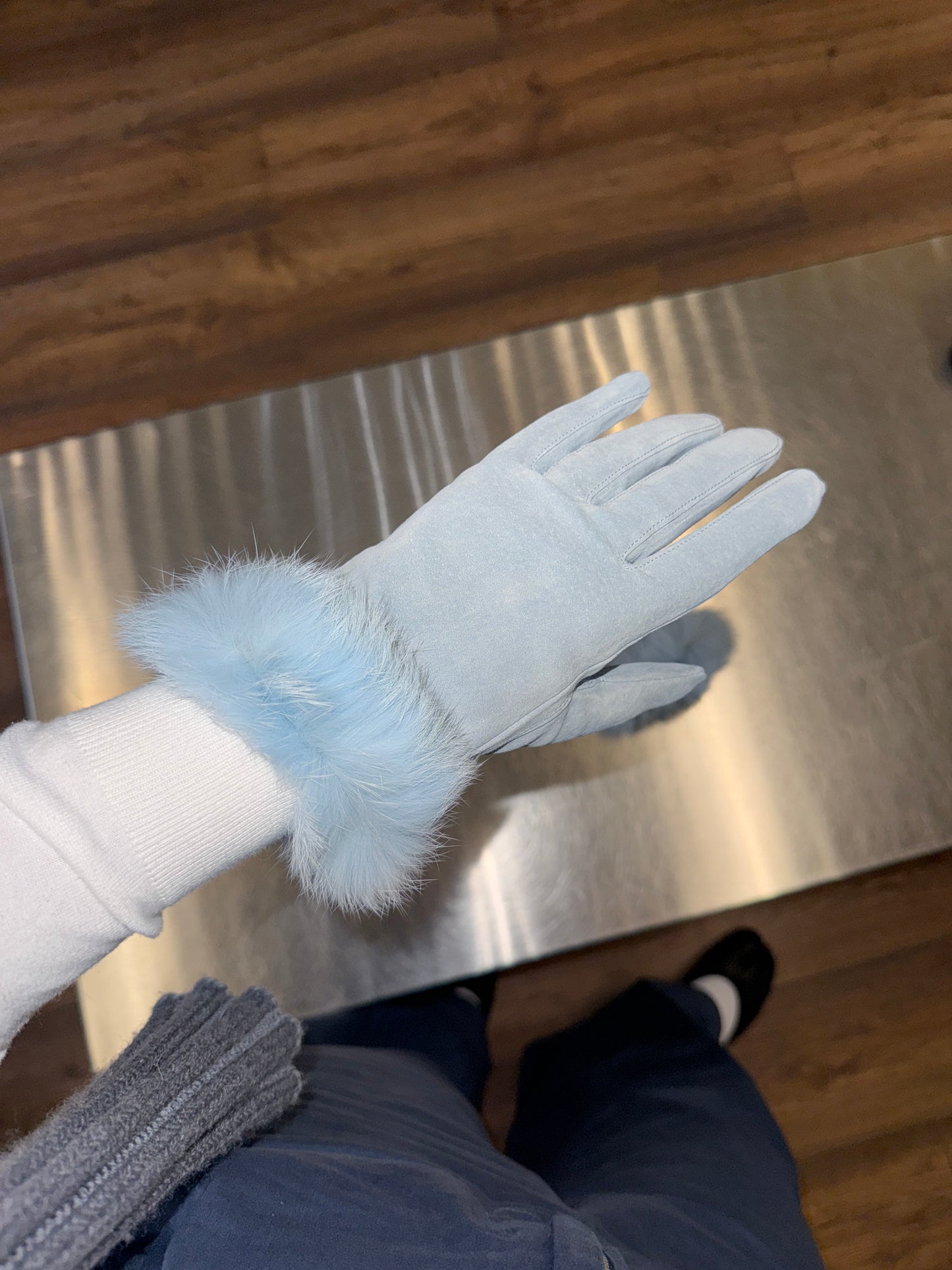 Vintage Japanese leather & fur gloves