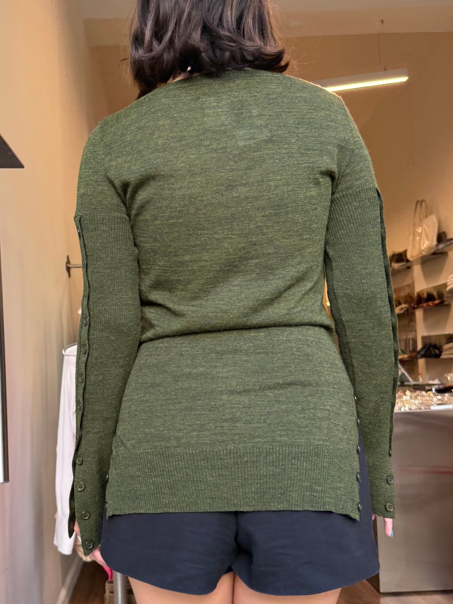 LIMI feu Olive Green Buttoned Knit