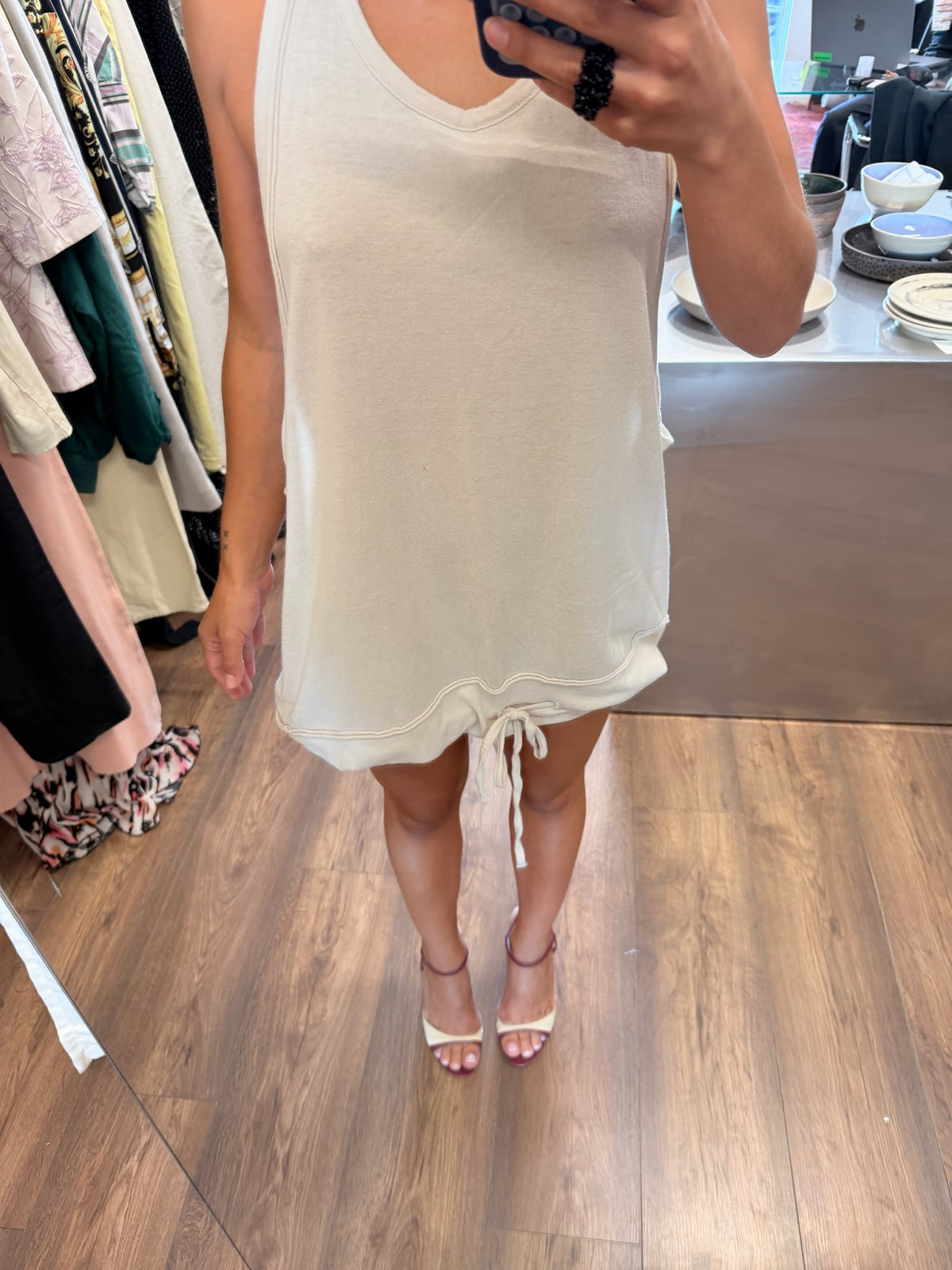 Y’s Yohji Yamamoto Cotton Wool Drawstring Tunic Dress