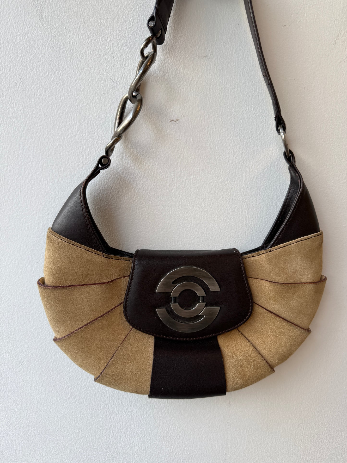 Giorgio Sculptural Suede & Leather Shoulder Bag