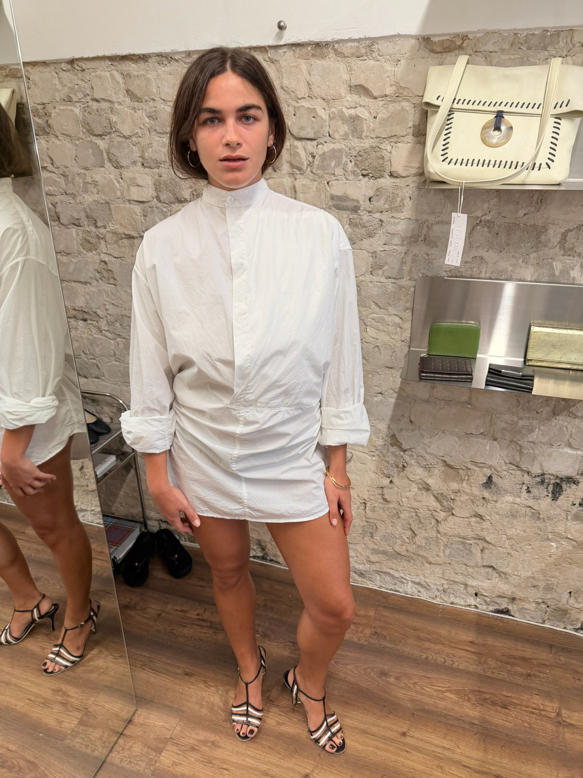 Hed Mayner SS23 Draped Band Collar Cotton Shirt