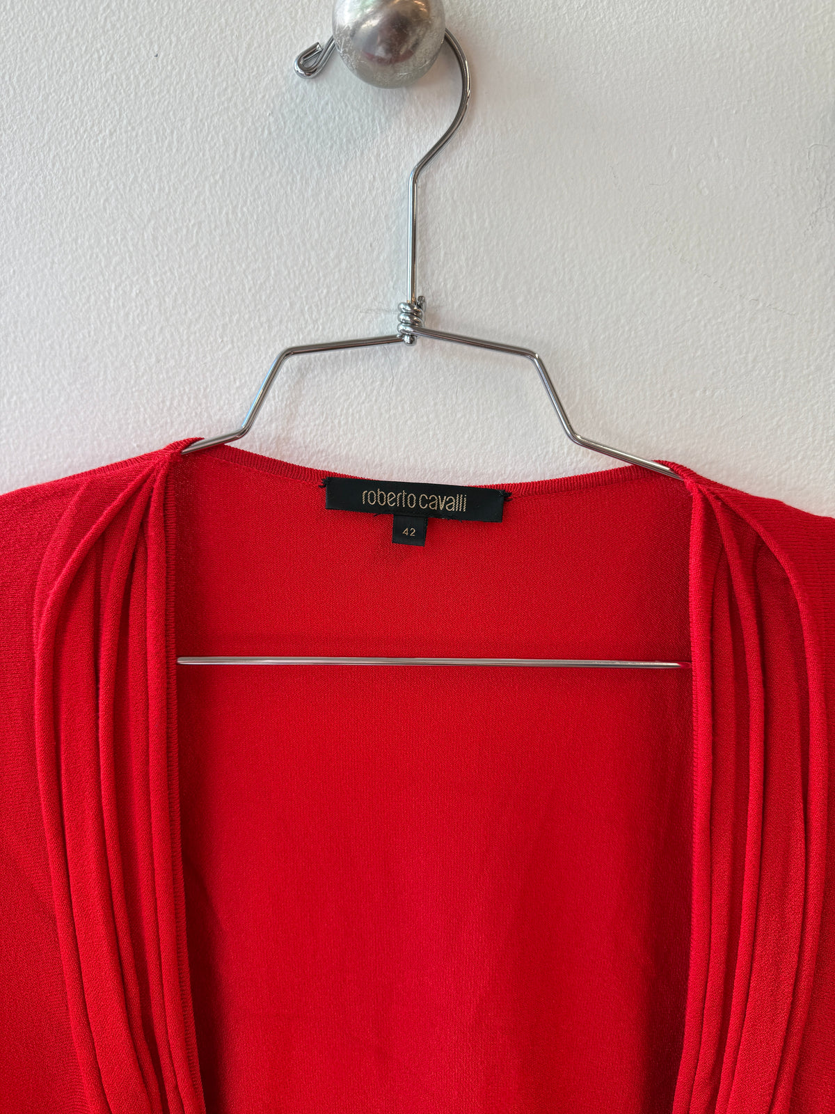 Roberto Cavalli Red Draped Tie-Front Top, 2000s