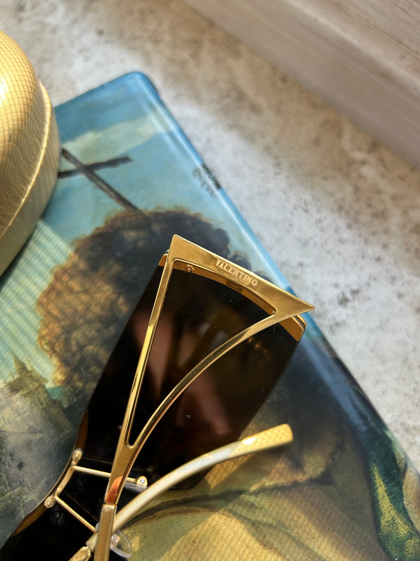 VALENTINO V gold mask mirror sunglasses