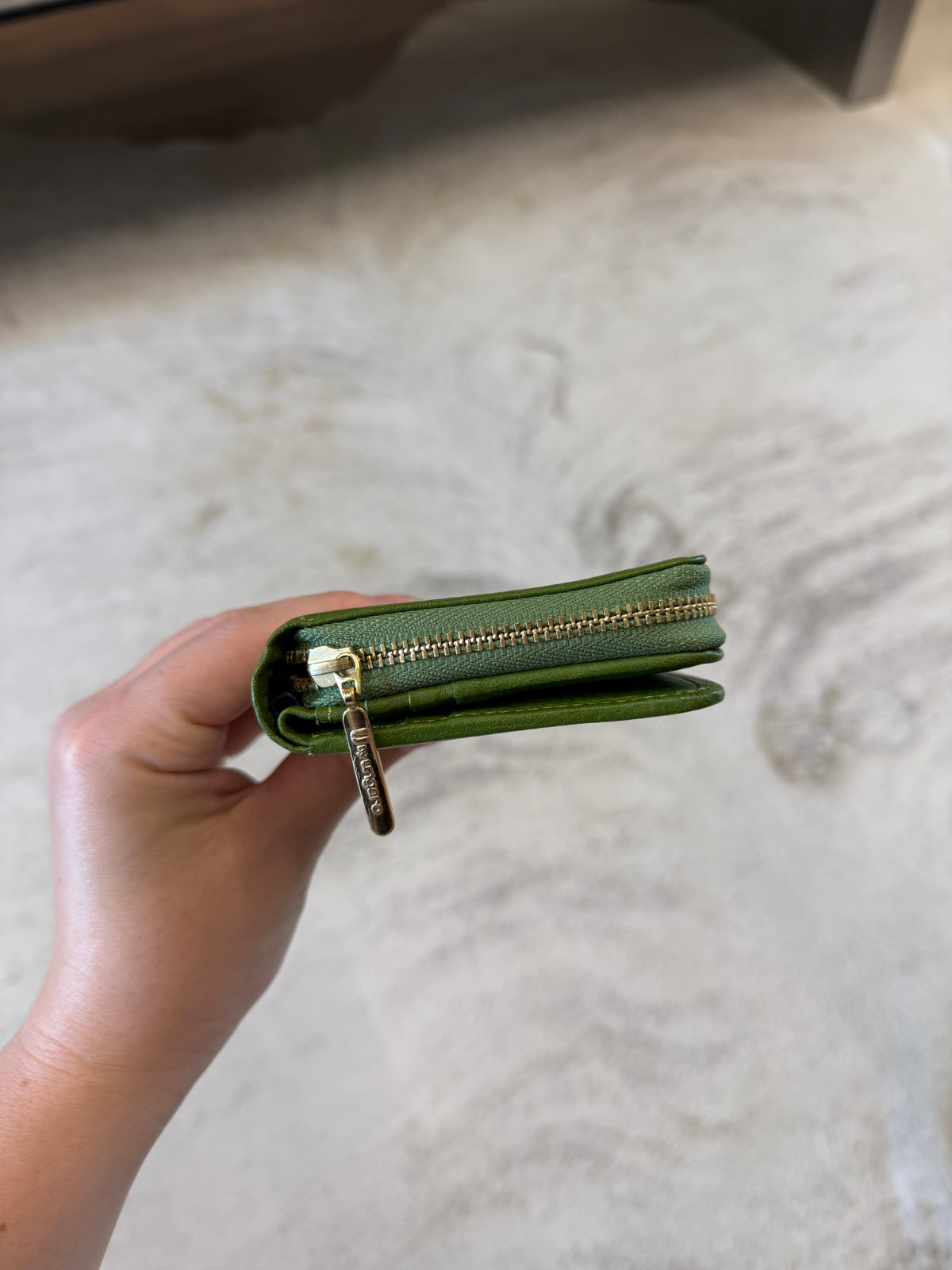 U by Ungaro Green Leather Zip Wallet
