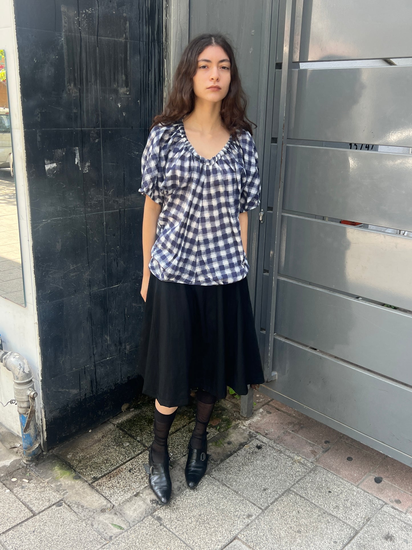 Y’s For Living Gingham Blouse
