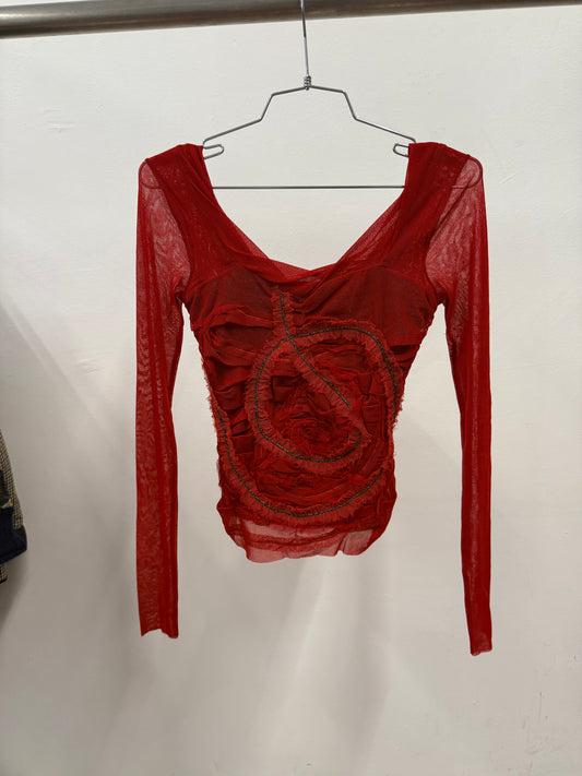 Fuzzi ruched mesh top