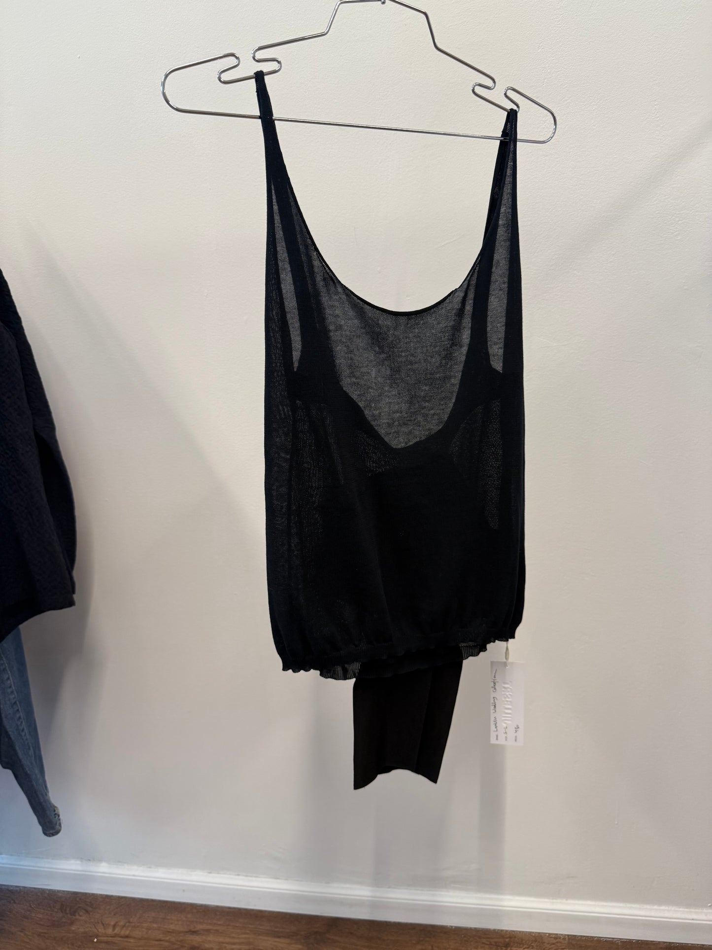 LANVIN Wedding Collection — sheer tank with silk bow (black)