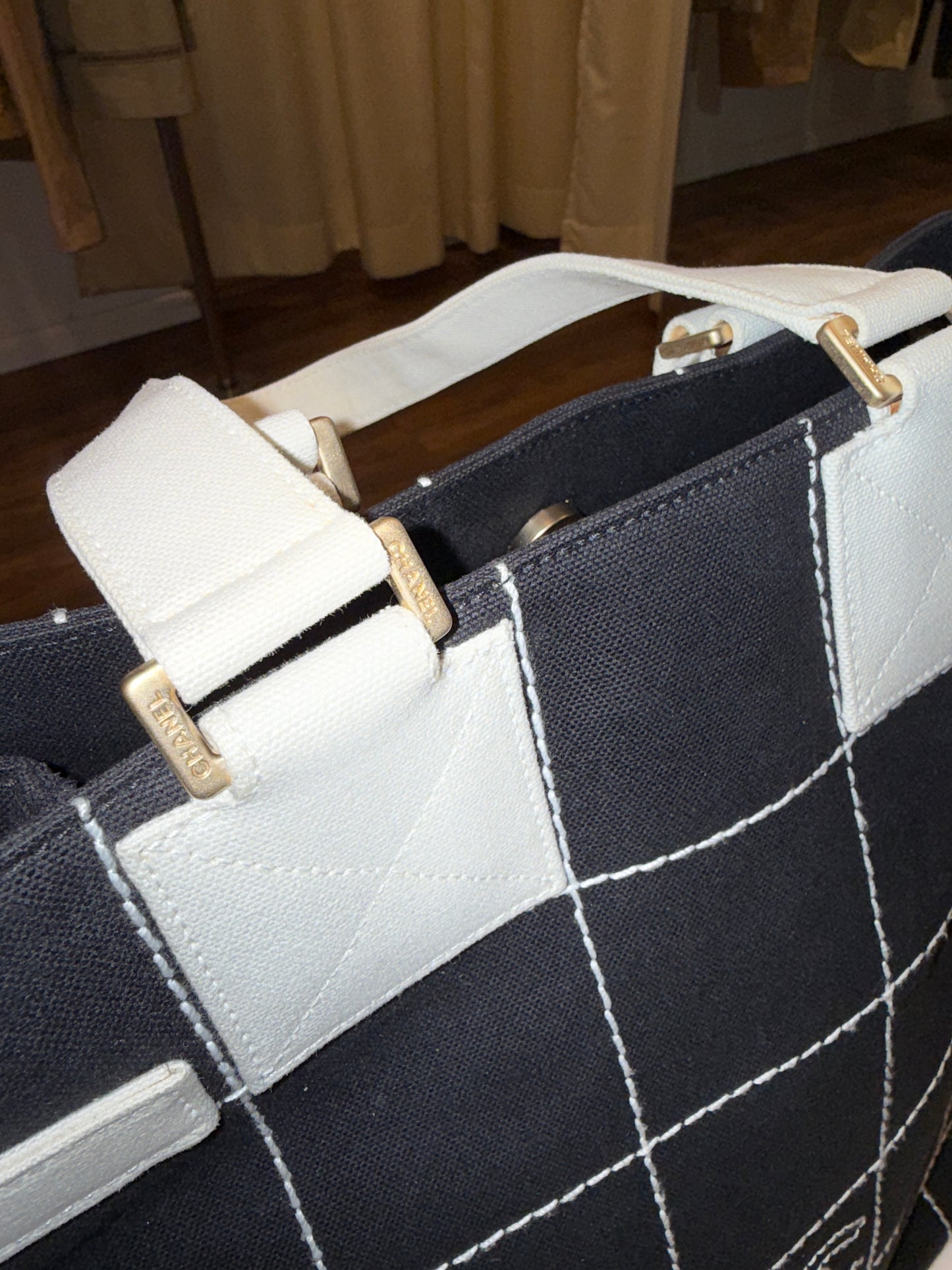 Chanel Quilted Canvas Tote Bag 2003