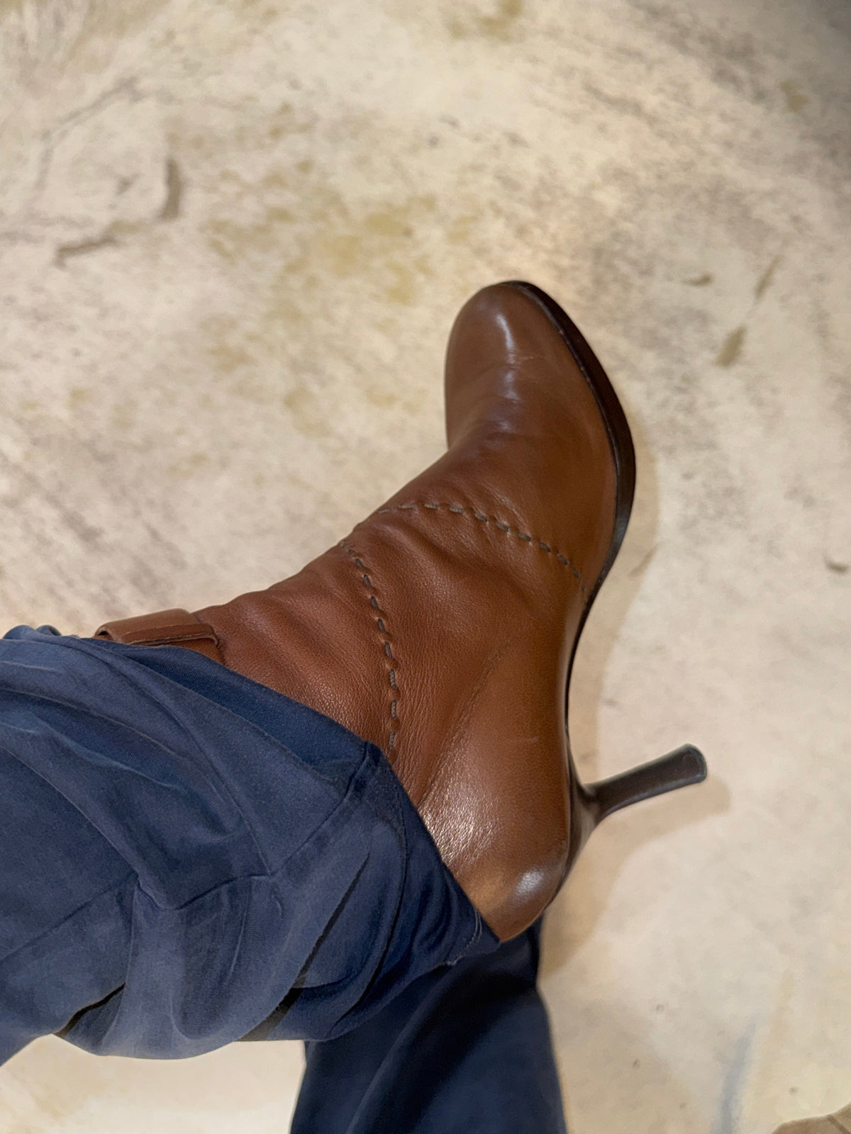 Chanel Leather Buckle Strap Ankle Boots 38.5 EU