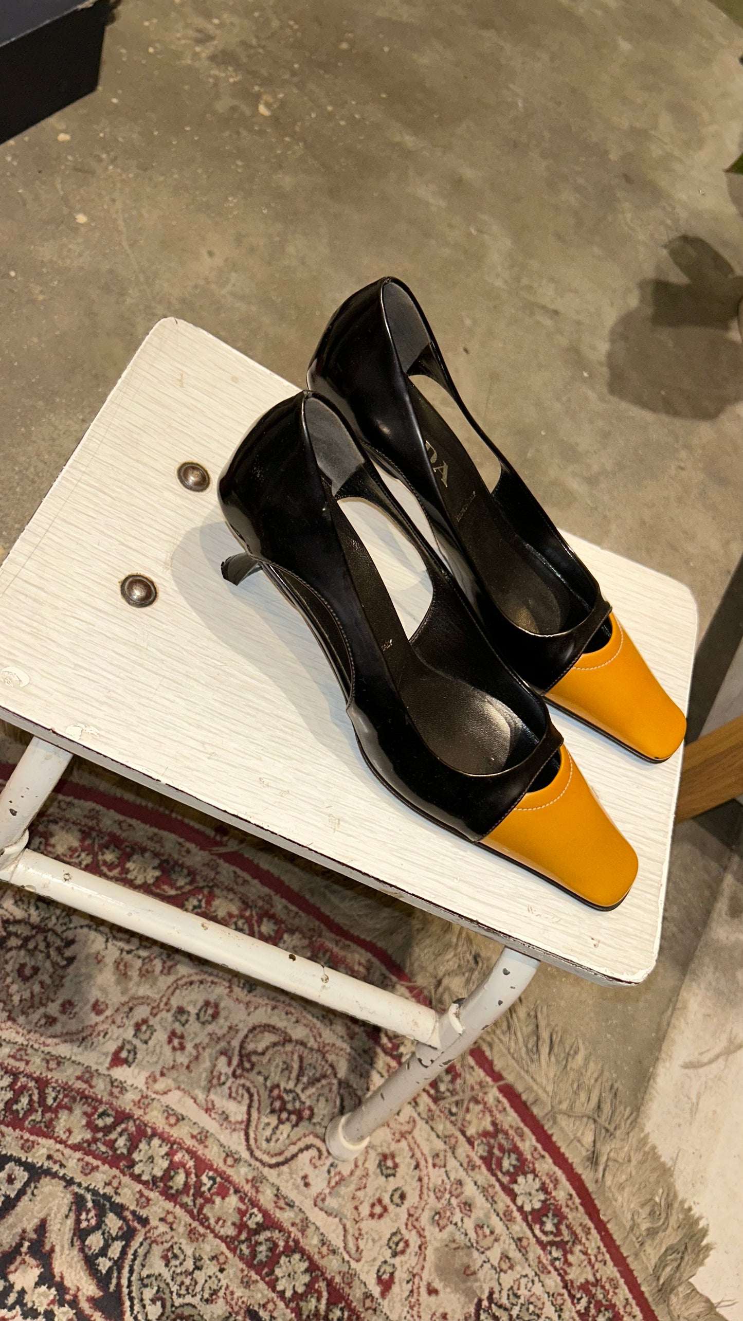 PRADA square toe kitten heels