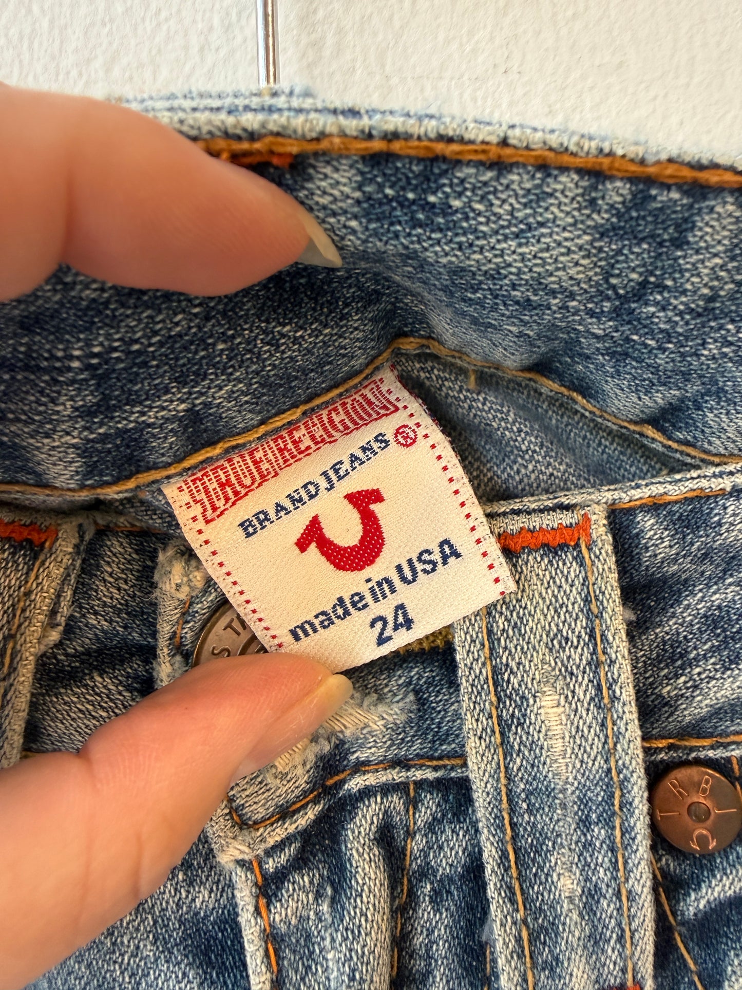 True Religion Patchwork Distressed Flare Jeans