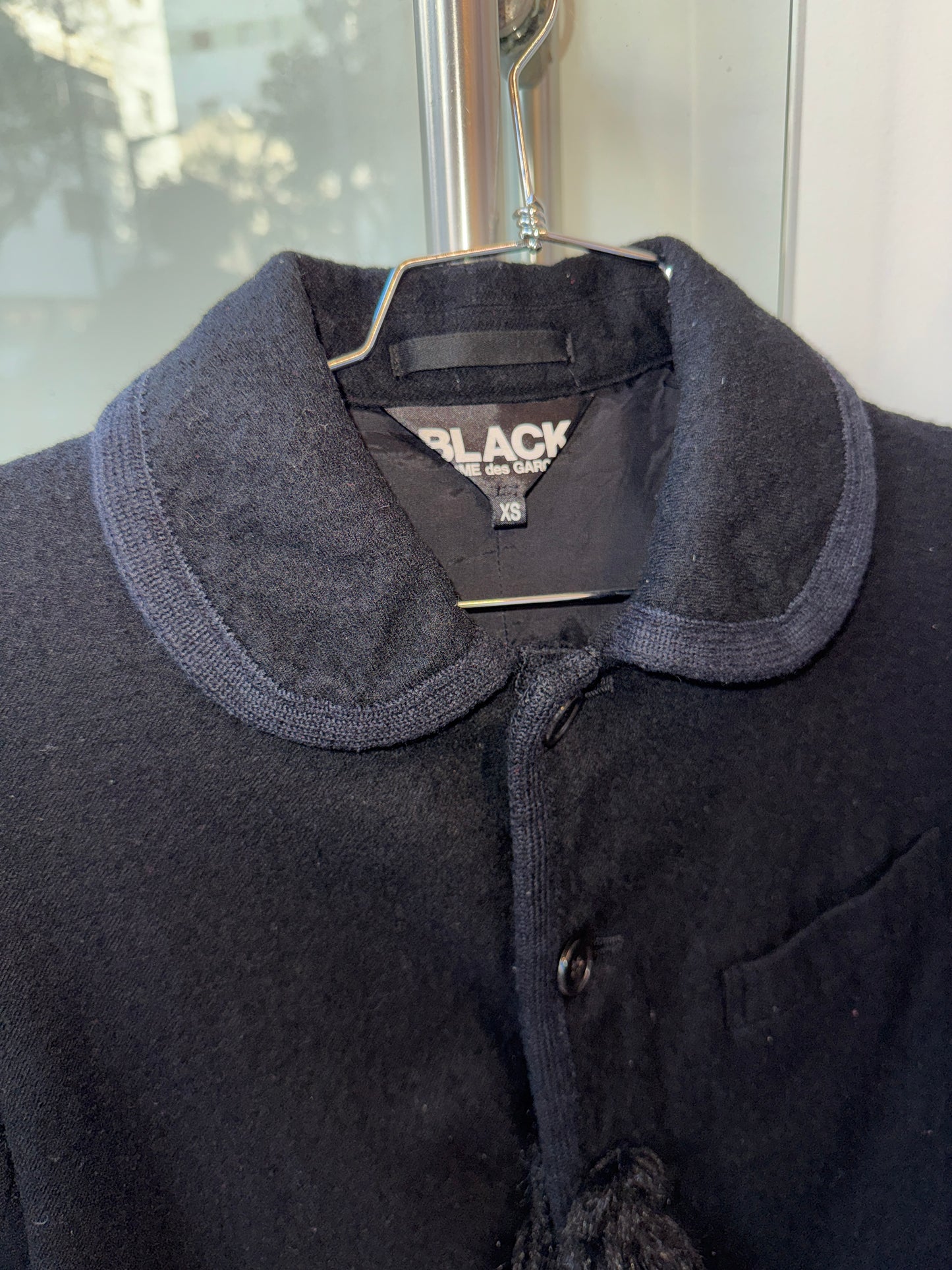 BLACK Comme des Garçons Wool Jacket with Faux Fur