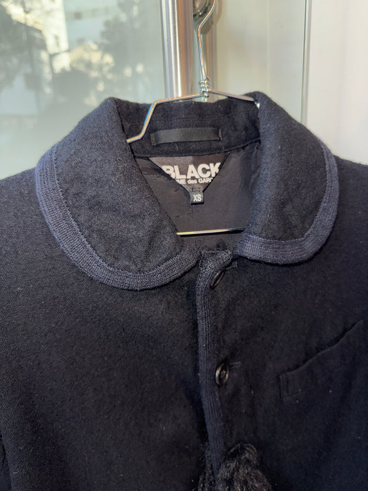 BLACK Comme des Garçons Wool Jacket with Faux Fur