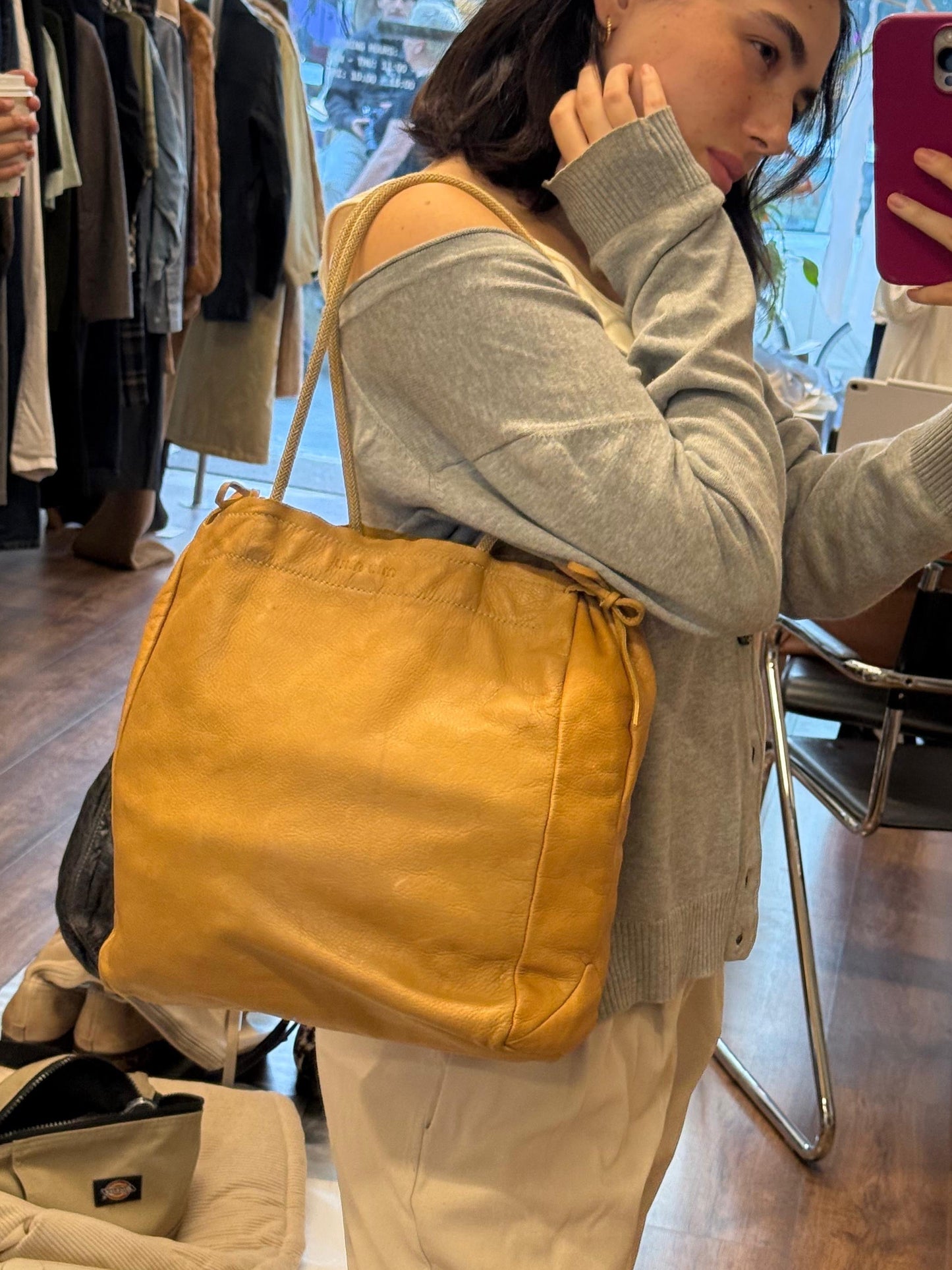 Miu Miu leather drawstring shoulder bag 2000's