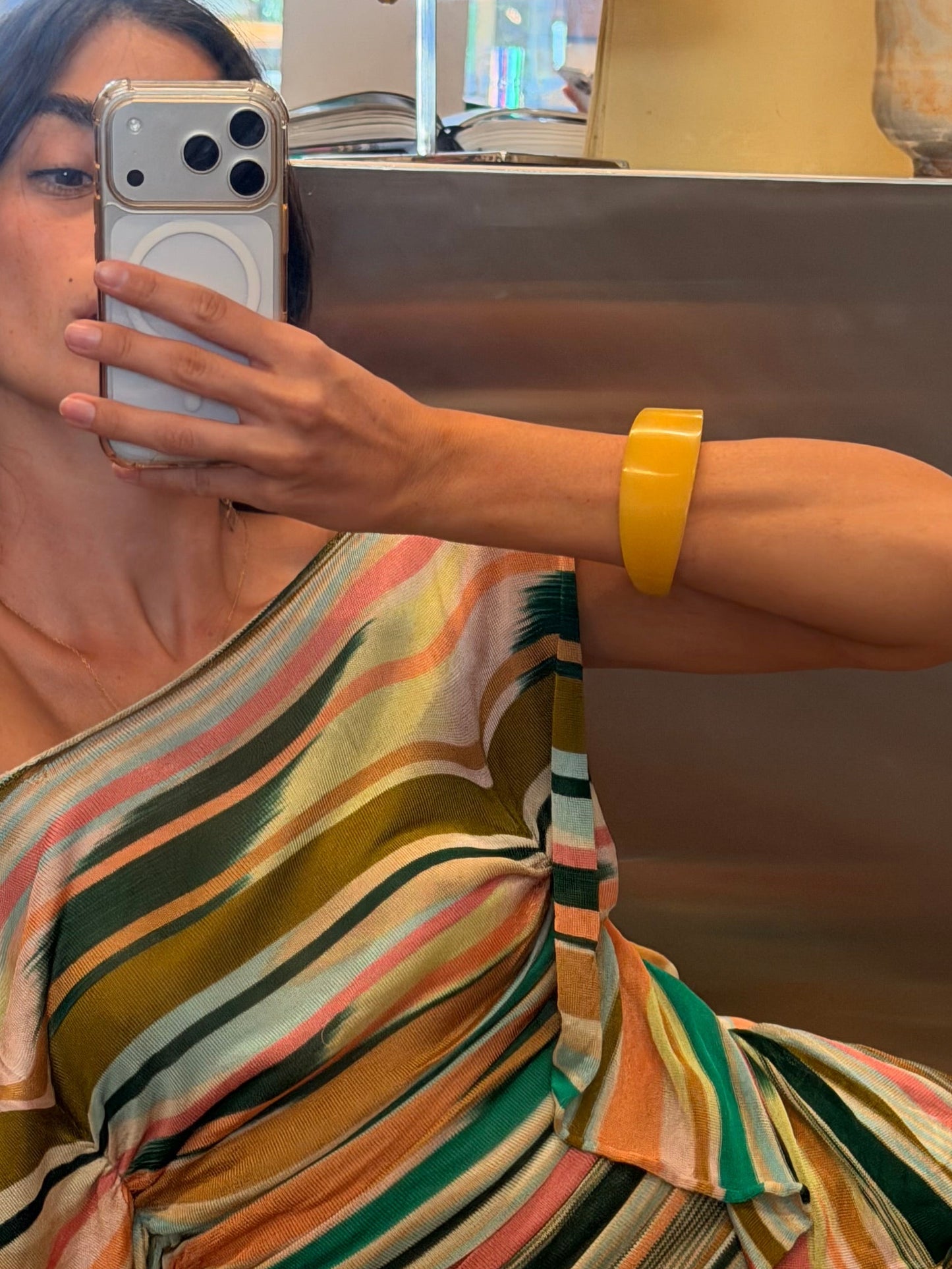 Vintage Yellow Chunky Resin Cuff Bracelet
