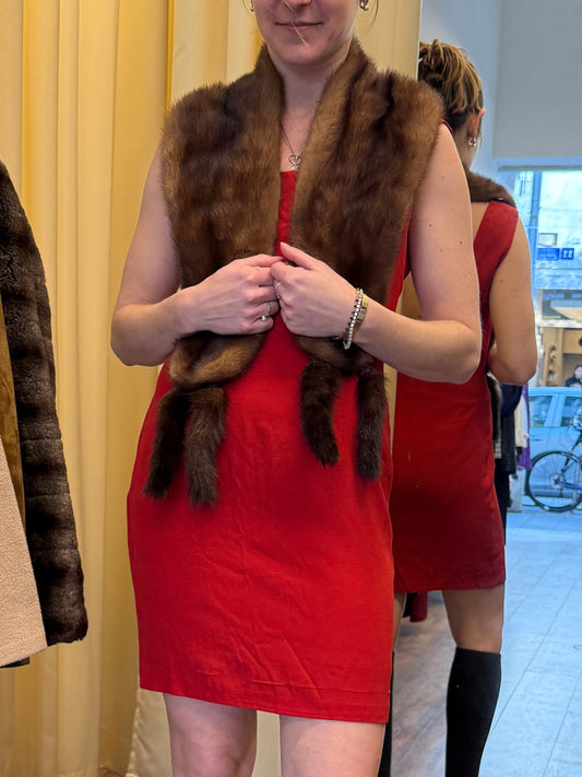 Silver Blu mink fur collar scarf