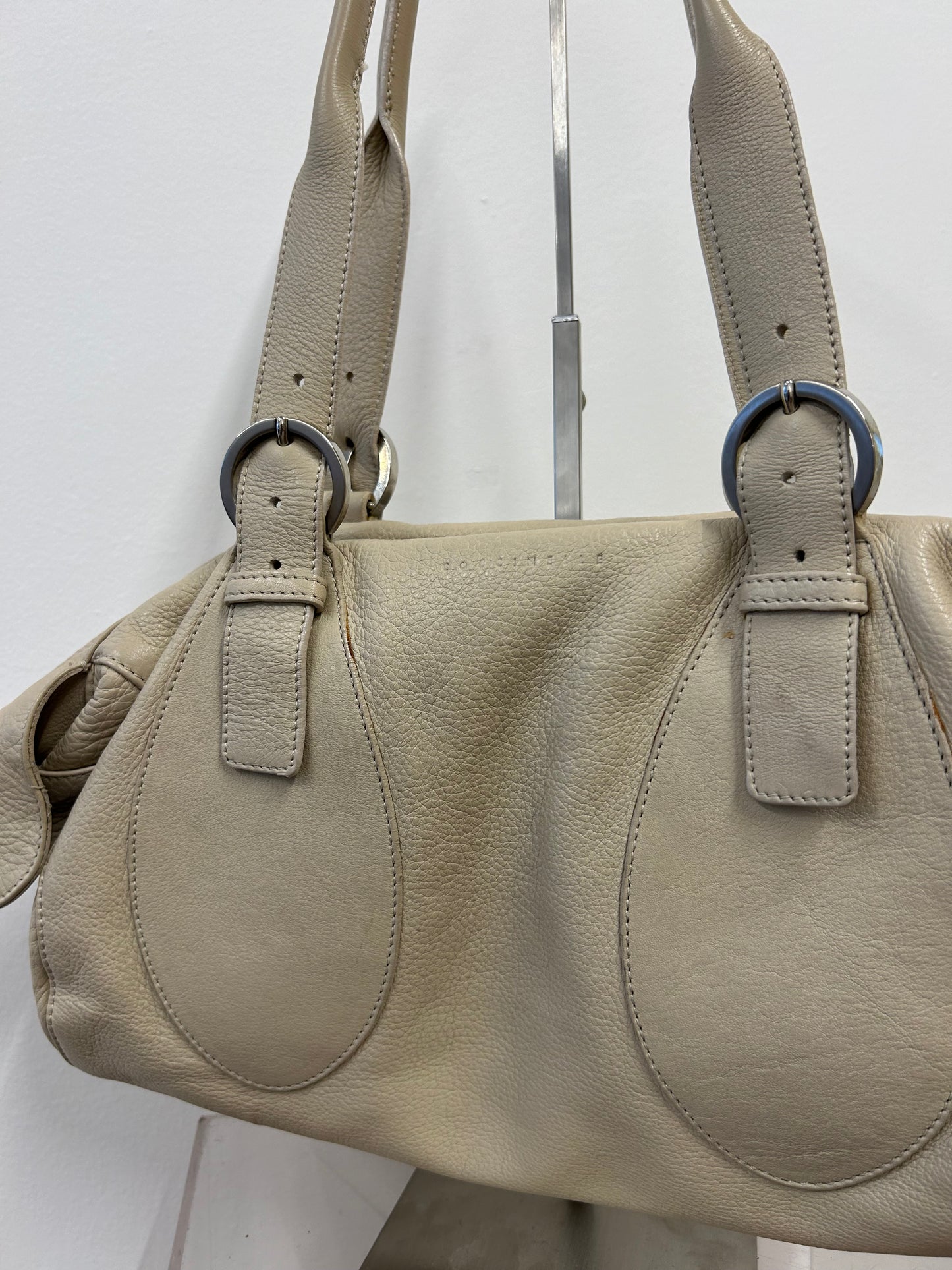 Coccinelle ivory leather baguette bag