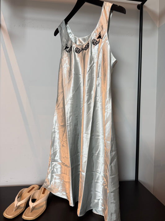 Vintage Satin Embroidered Slip Dress