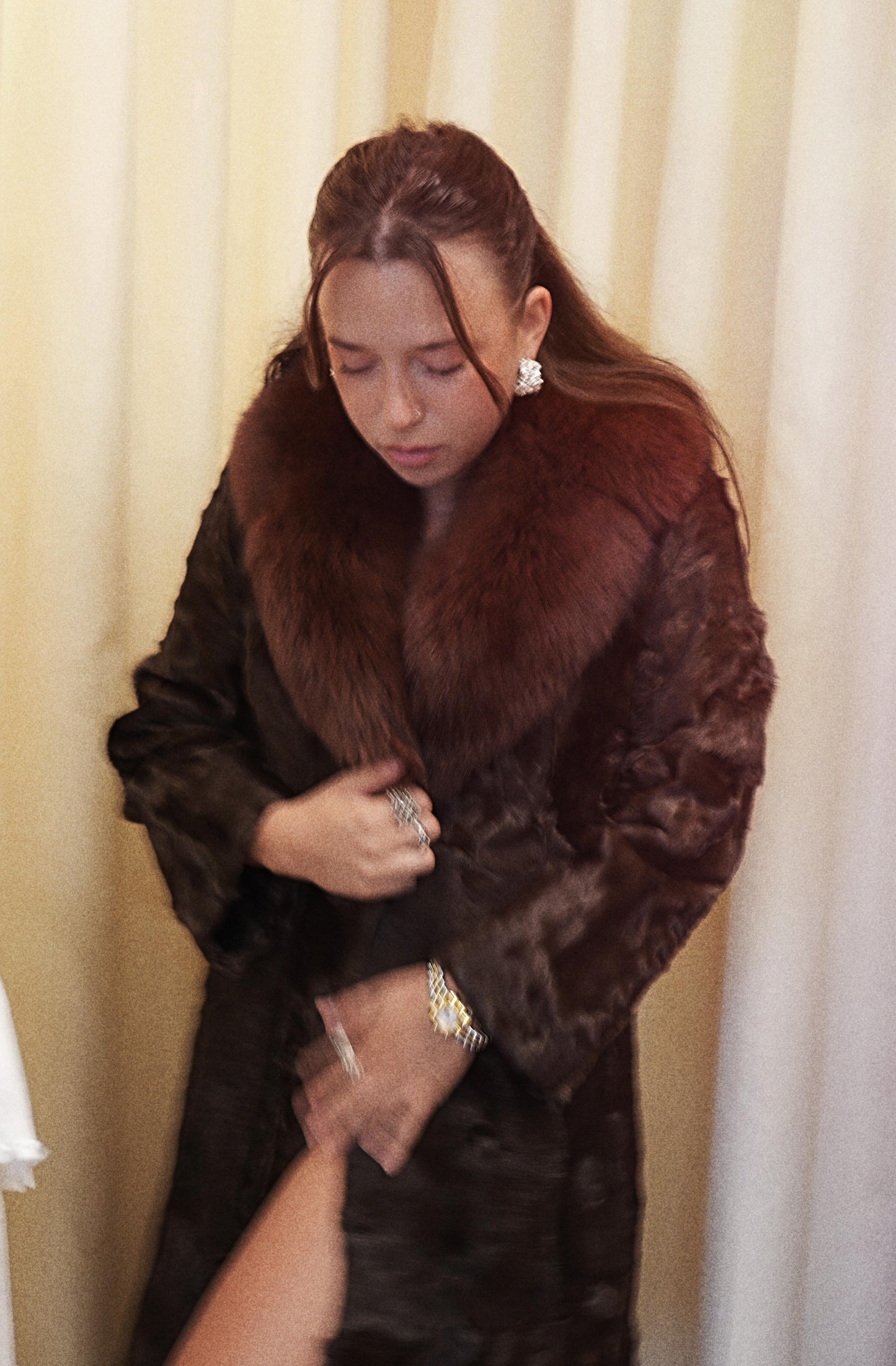 Vintage Fur Coat Red Fox Collar