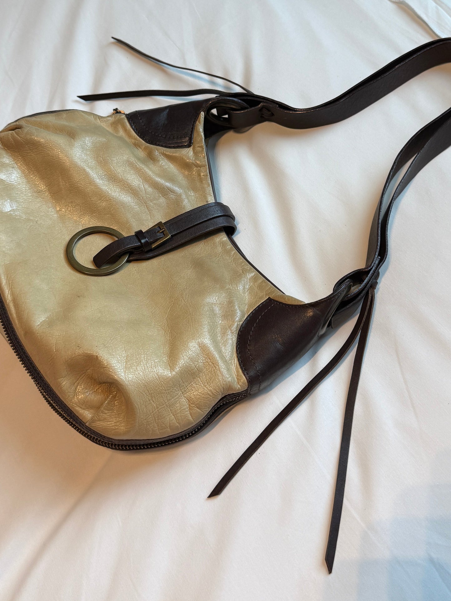 Vintage Gianni Chiarini Metallic Leather Expandable Shoulder Bag