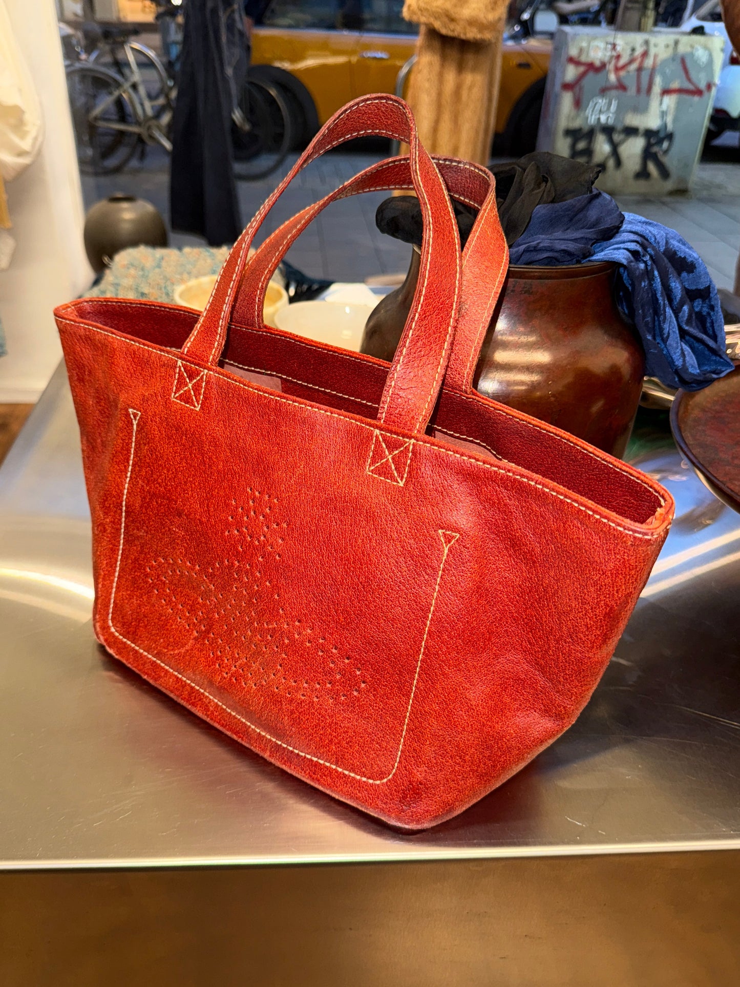 Vivienne Westwood Red Leather Tote late 90s