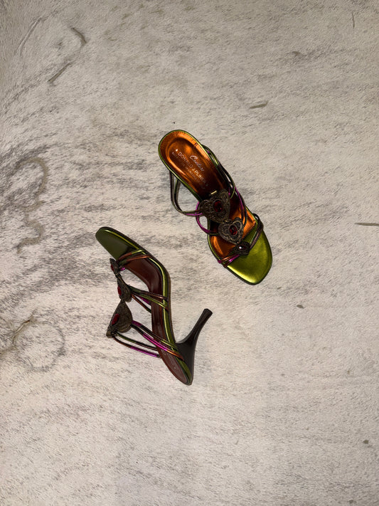Vintage Donald J Pliner Heart Wrap Heels 35.5 EU