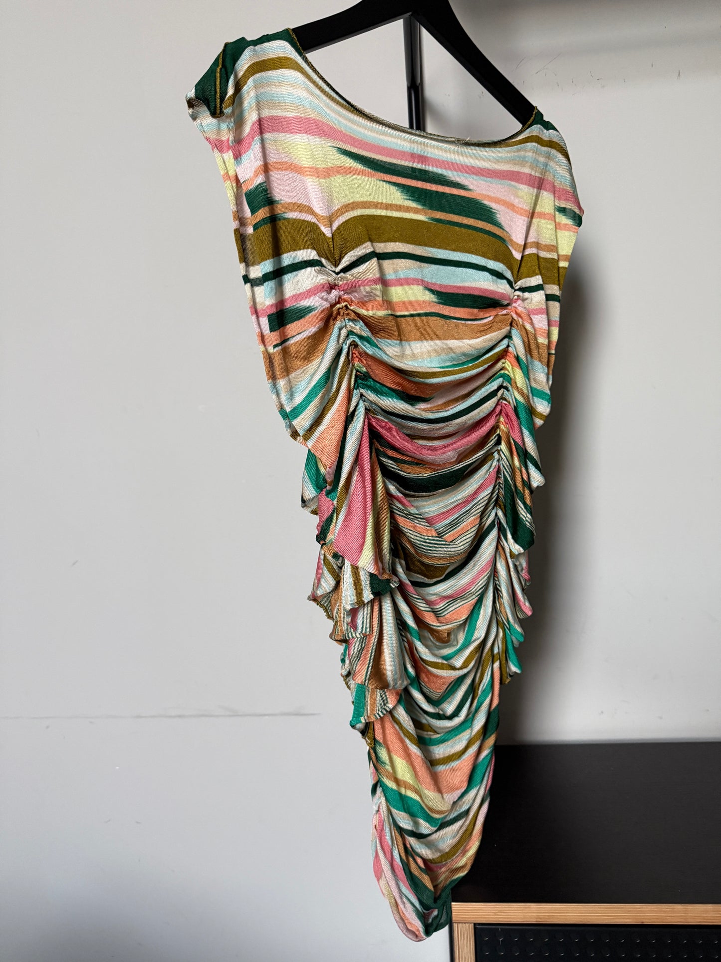 Early 2000s Missoni Ruched Striped Knit Dress