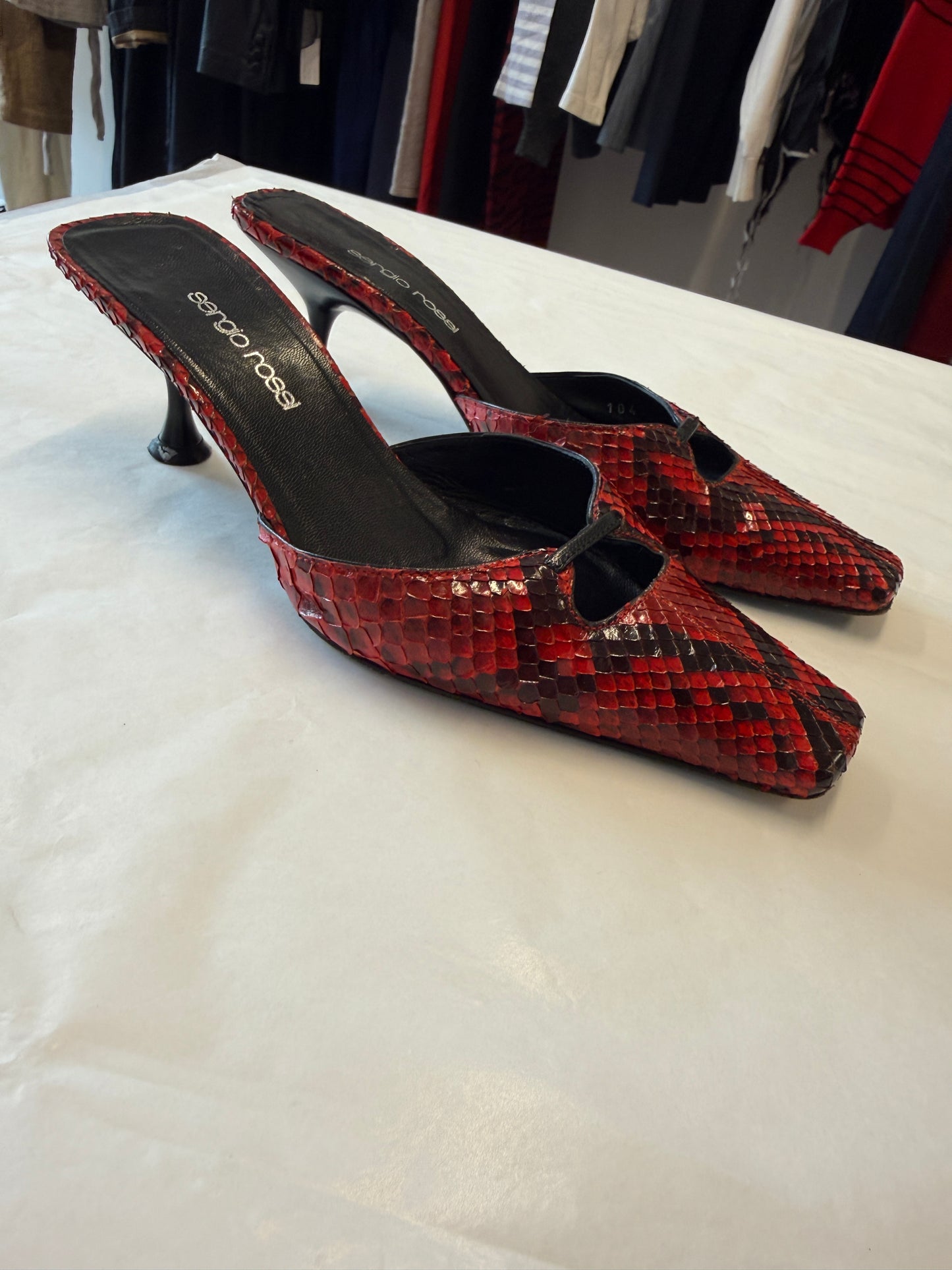 Sergio Rossi Python Kitten Heel Mules 35 EU