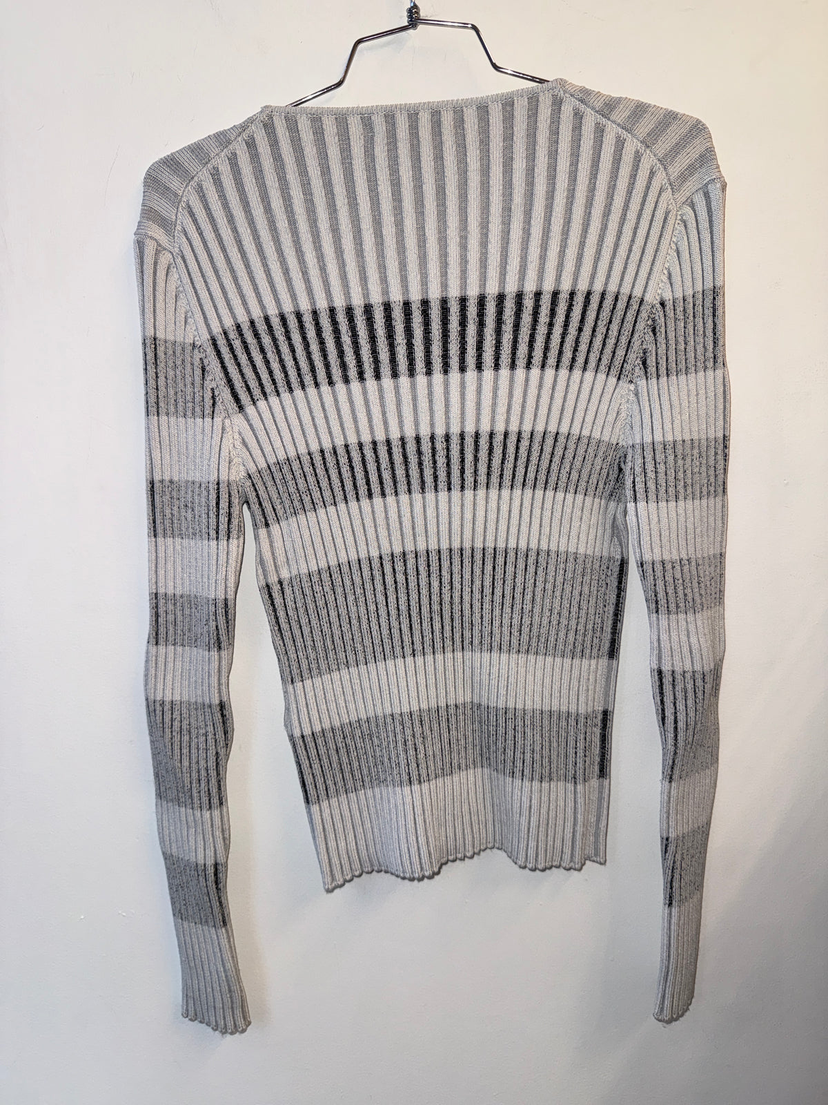 Adolfo Dominguez Light Grey Asymmetric Rib Knit Zip Top