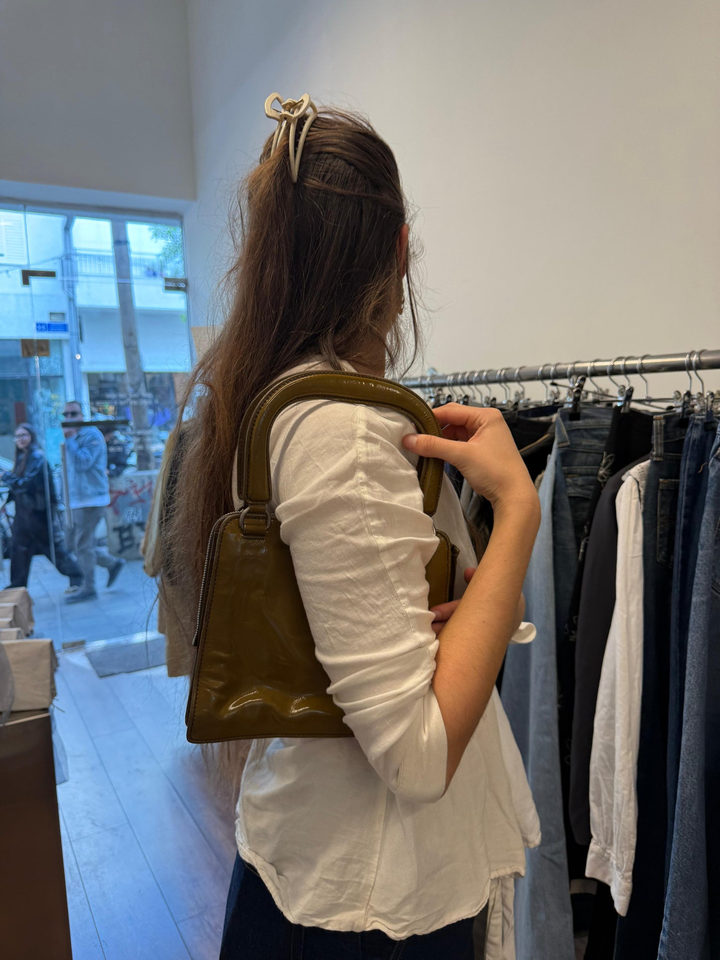 Miu Miu glossy leather mini bag