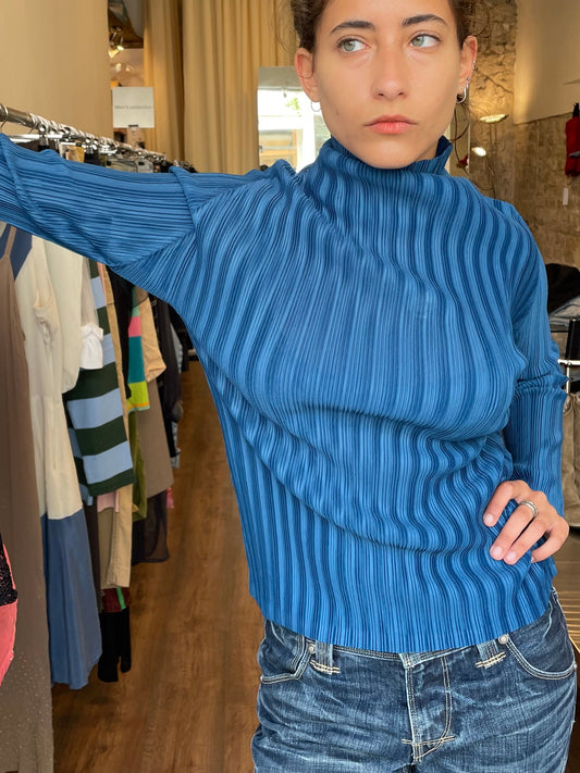 Pleats Please Issey Miyake Pleated High Neck Top
