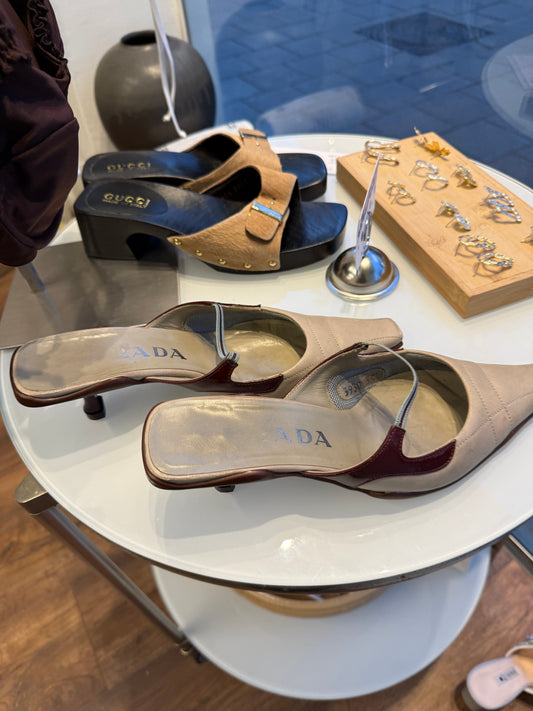 Prada Leather Kitten Heel Mules — 1998-2003