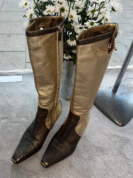 Gucci by Tom Ford - “museum piece” Fall 2000 Metallic Boots 36
