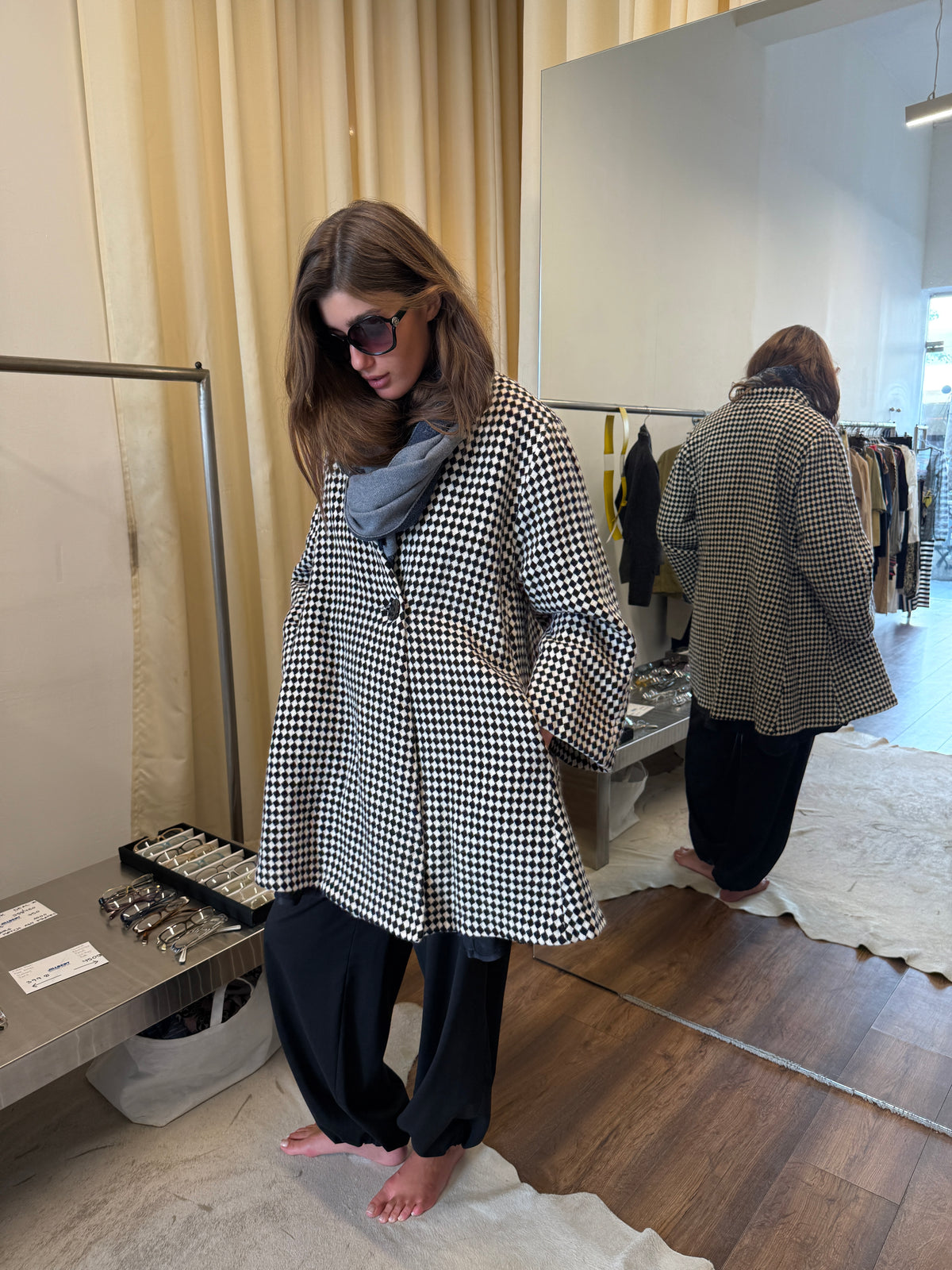 Marimekko Black & White A-Line Coat