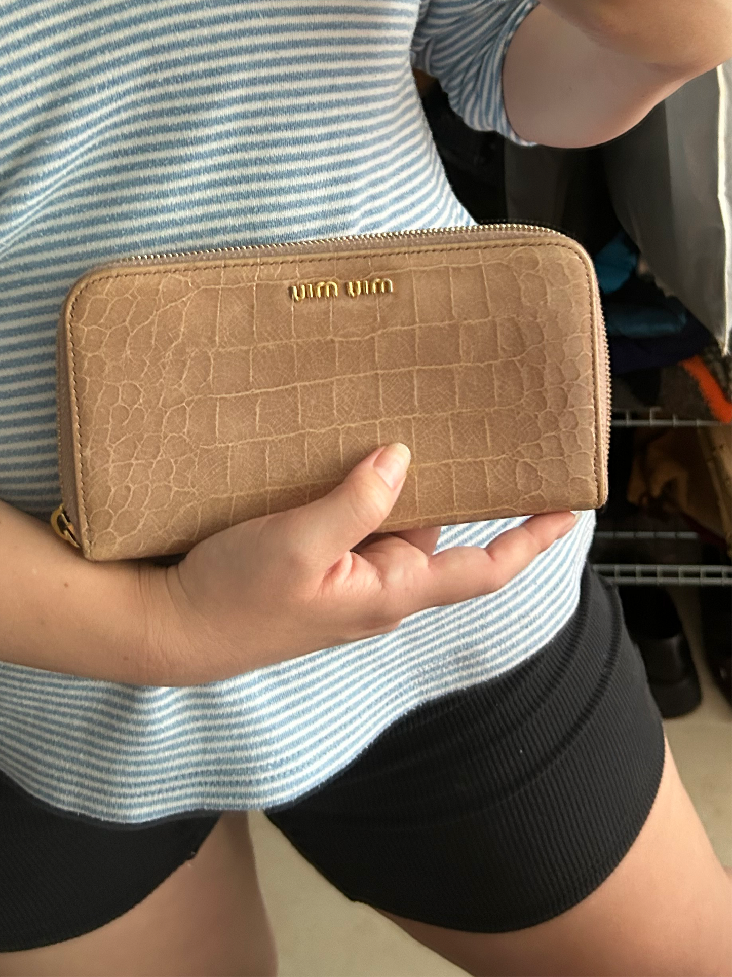 MIUMIU pinkish gold large wallet