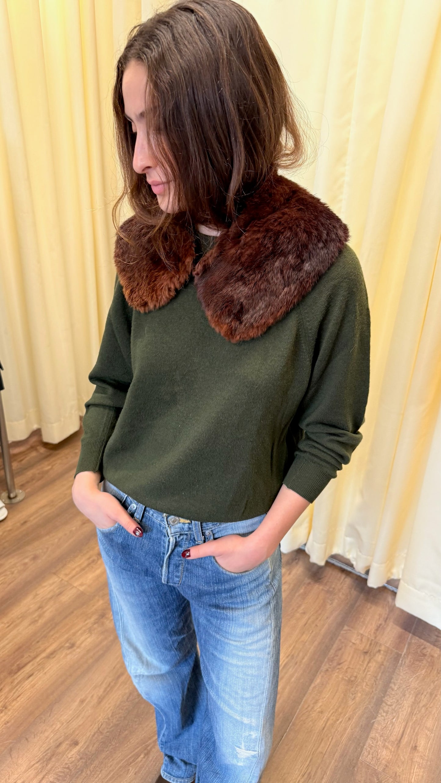 St Michael olive green knit sweater