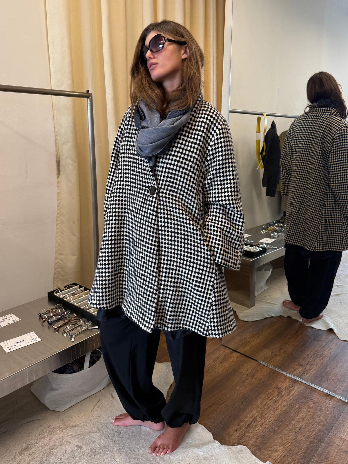 Marimekko Black & White A-Line Coat