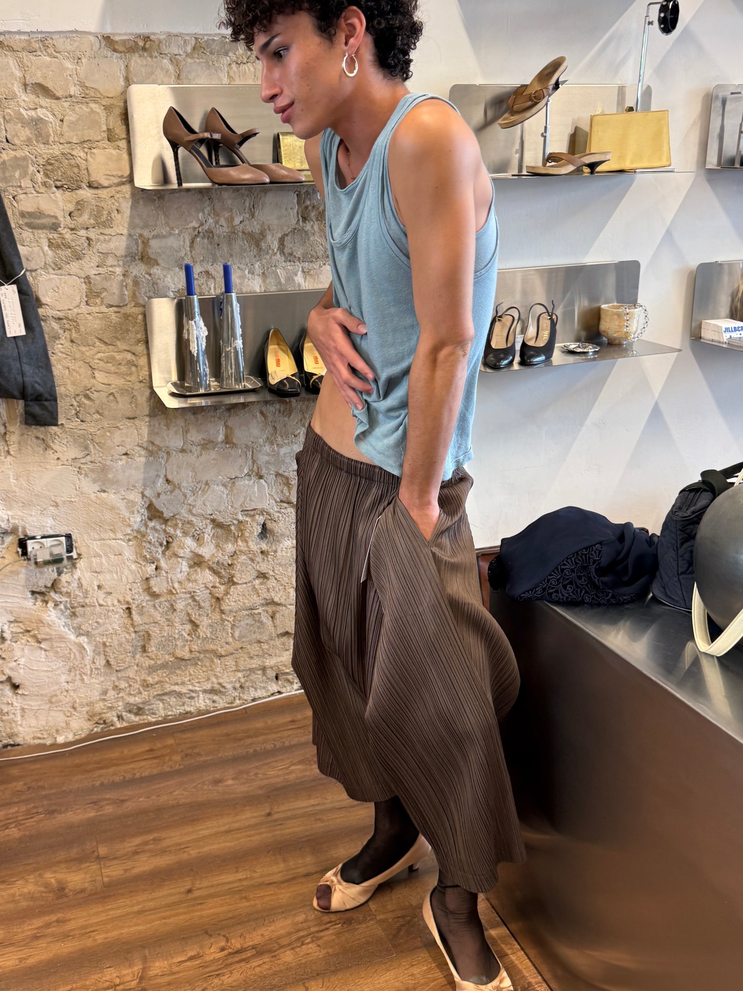 Pleats Please Issey Miyake Sculptural Drop-Crotch Pants