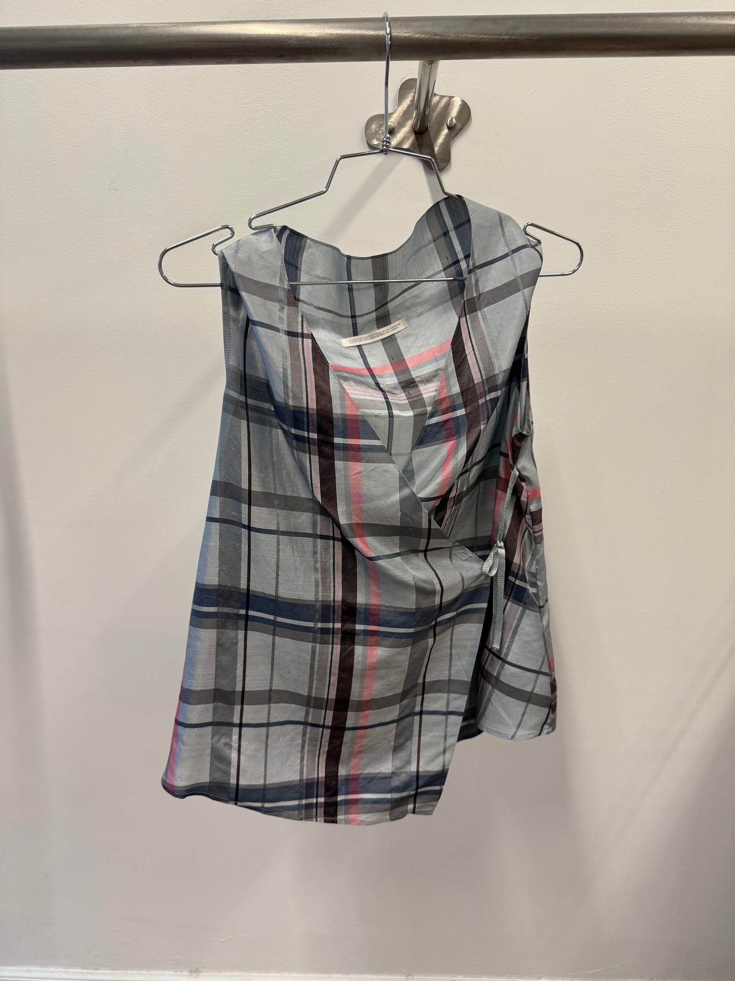 Yohji Yamamoto +Noir Draped Check Top